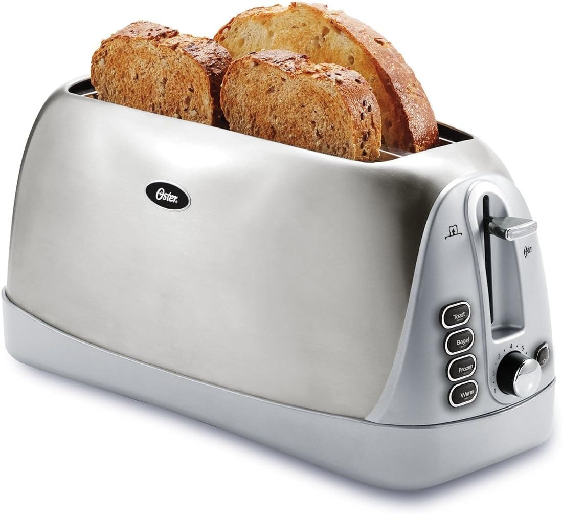 Oster Long Slot 4-Slice Toaster, Stainless Steel (TSSTTR6330-NP)