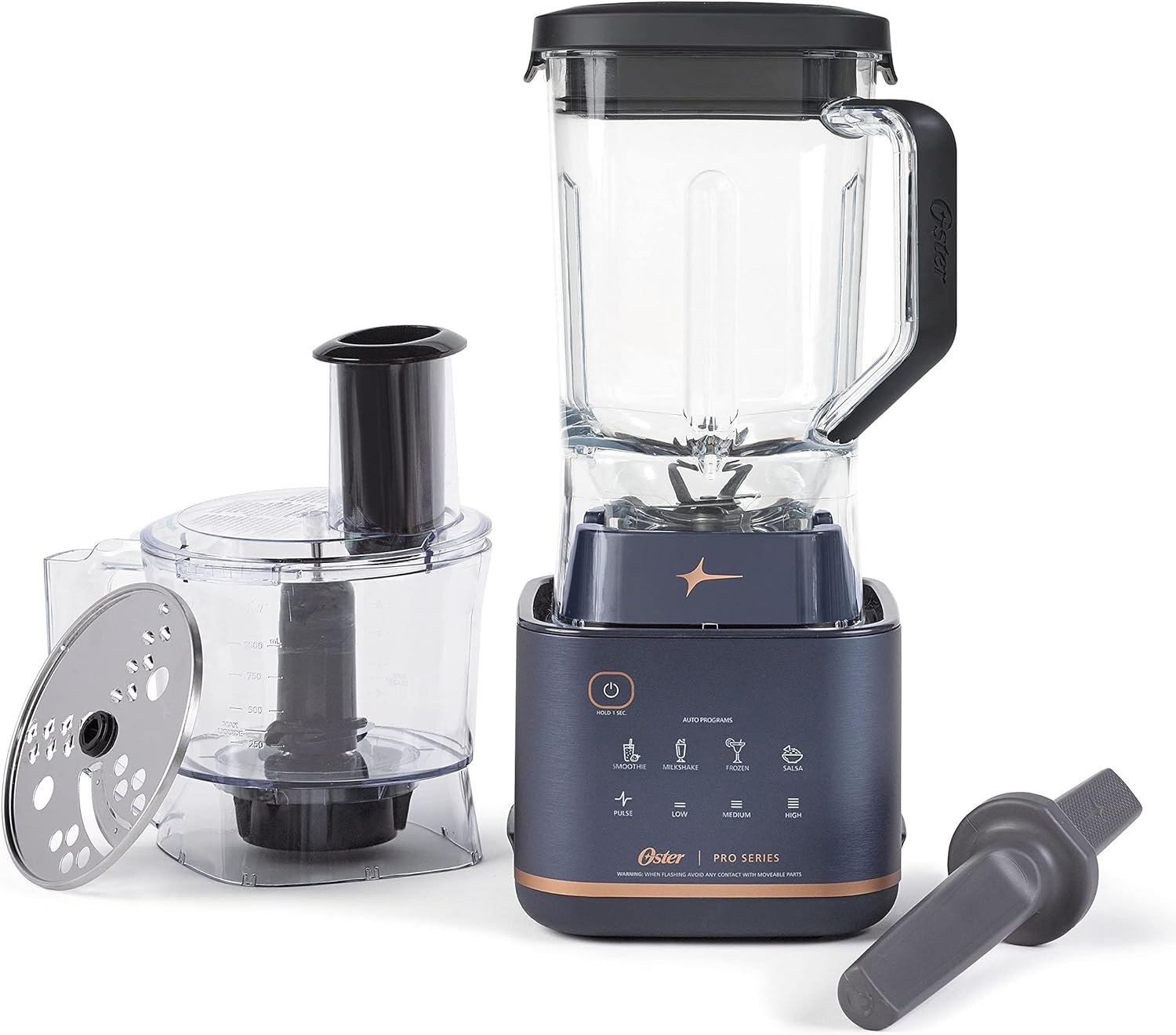 Oster Pro Series 2-in-1 Kitchen System with XL 9-Cup Tritan Jar, Food Processor and Tamper Tool, Dark Blue