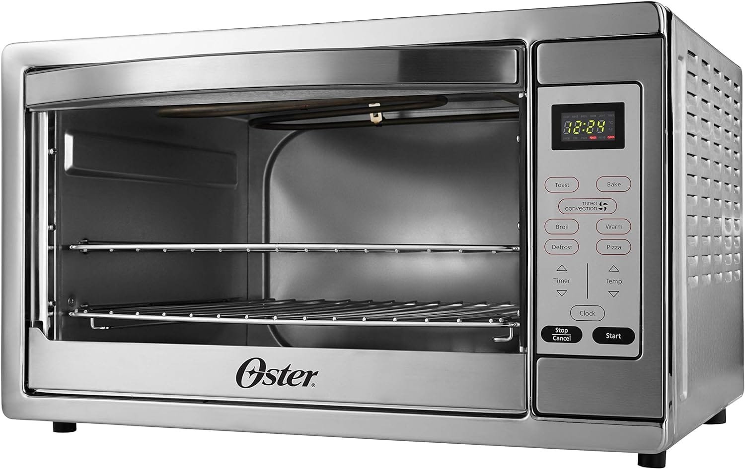 Oster Toaster Oven, 7-in-1 Countertop Toaster Oven, 10.5 x 13 Fits 2 Large Pizzas, Stainless Steel Oster Toaster Oven, 7-in-1 Countertop Toaster Oven, 10.5 x 13 Fits 2 Large Pizzas, Stainless Steel