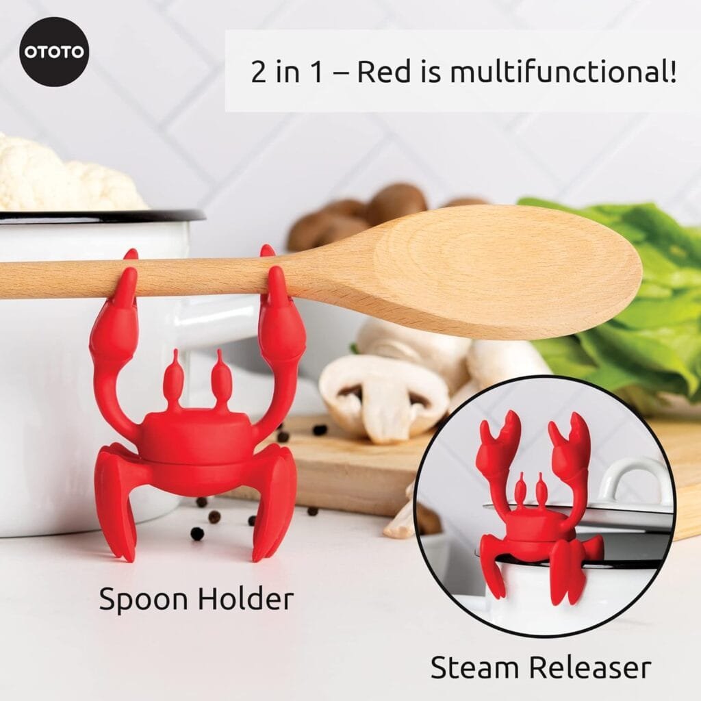 OTOTO Red the Crab Silicone Utensil Rest - Kitchen Gifts, Silicone Spoon Rest for Stove Top - Heat-Resistant Kitchen and Grill Utensil Holder - Non-Slip Spoon Holder Stove Organizer, Steam Releaser OTOTO Red the Crab Silicone Utensil Rest - Kitchen Gifts, Silicone Spoon Rest for Stove Top - Heat-Resistant Kitchen and Grill Utensil Holder - Non-Slip Spoon Holder Stove Organizer, Steam Releaser