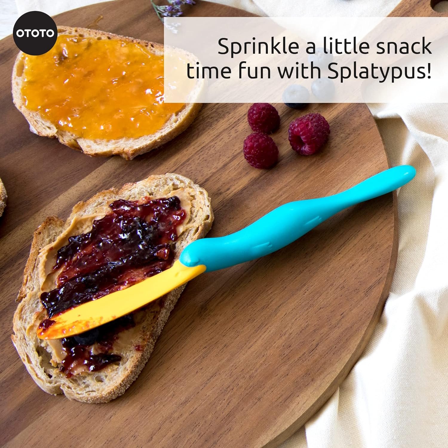OTOTO Splatypus Jar Spatula for Scooping and Scraping - Unique Fun Cooking Kitchen Gadgets for Foodies - BPA-free  100% Food Safe - Crepe Spreader