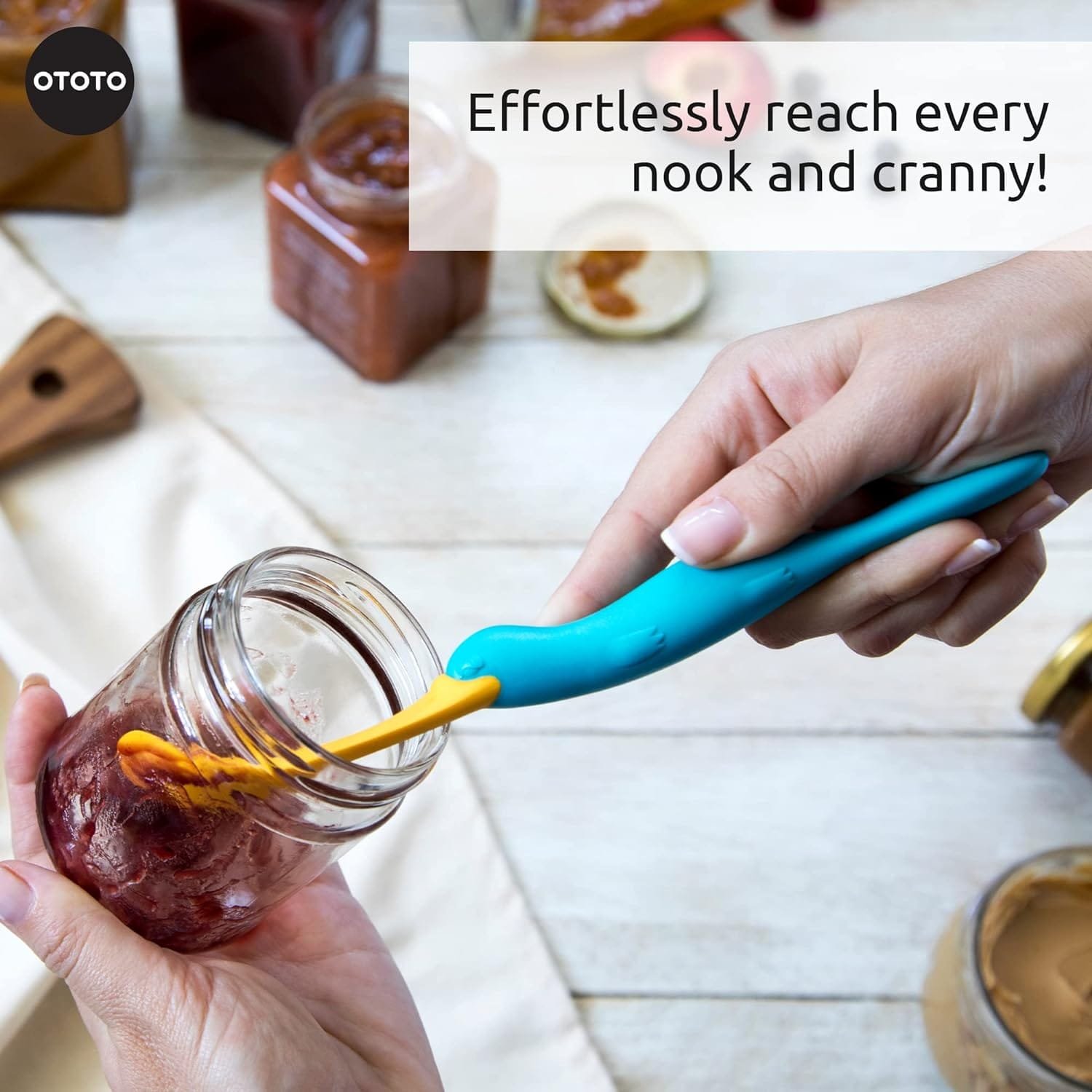 OTOTO Splatypus Jar Spatula for Scooping and Scraping - Unique Fun Cooking Kitchen Gadgets for Foodies - BPA-free  100% Food Safe - Crepe Spreader