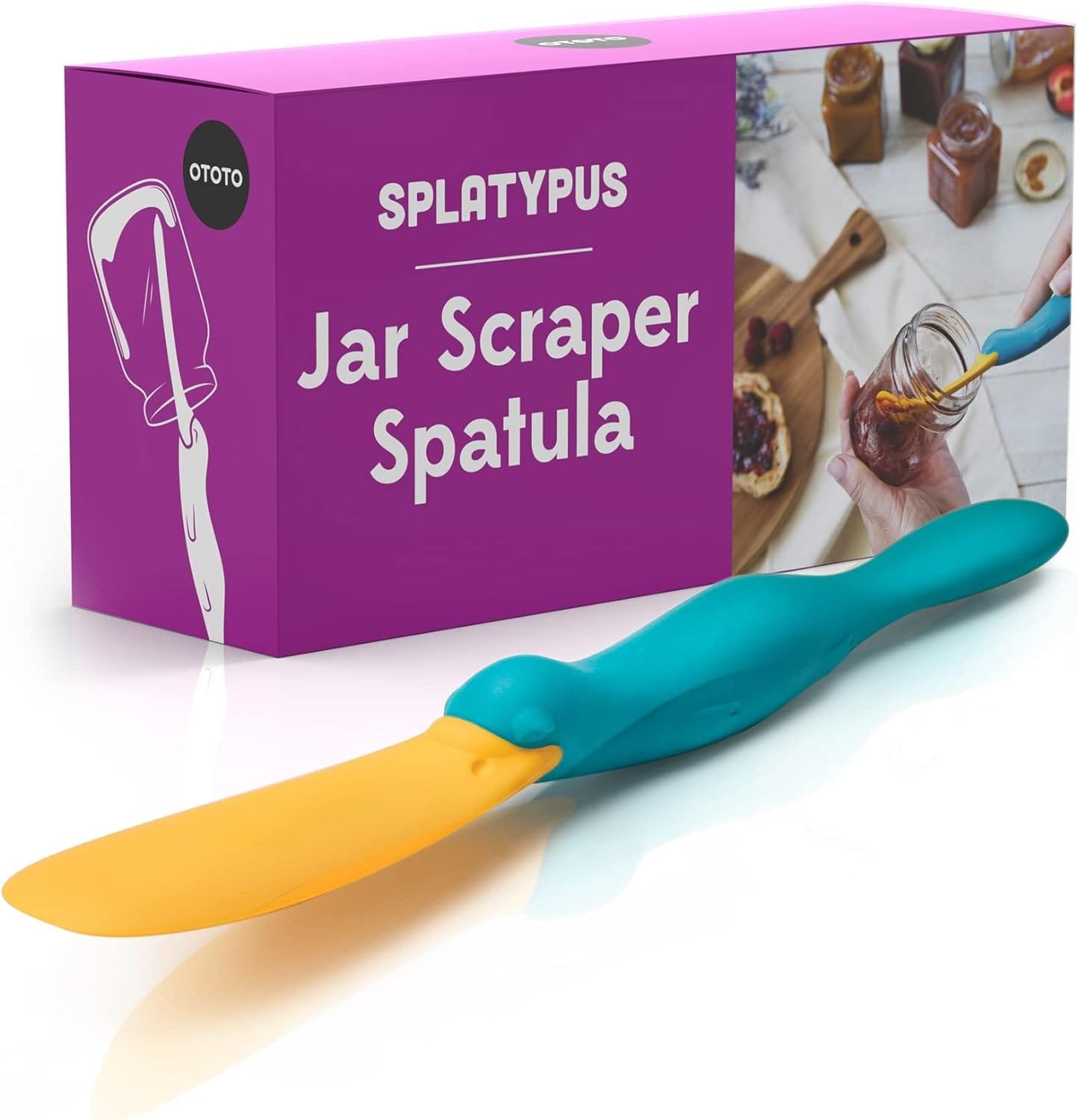 OTOTO Splatypus Jar Spatula for Scooping and Scraping - Unique Fun Cooking Kitchen Gadgets for Foodies - BPA-free  100% Food Safe - Crepe Spreader