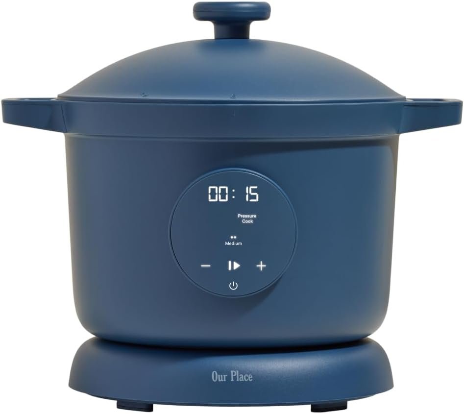 Our Place Dream Cooker | 6-quart Multicooker | 4 Versatile Modes | Pressure Cook, Slow Cook, Sear  Saute, Keep Warm | Hands-Free Steam Release | Tailored Control Panel | Blue Salt