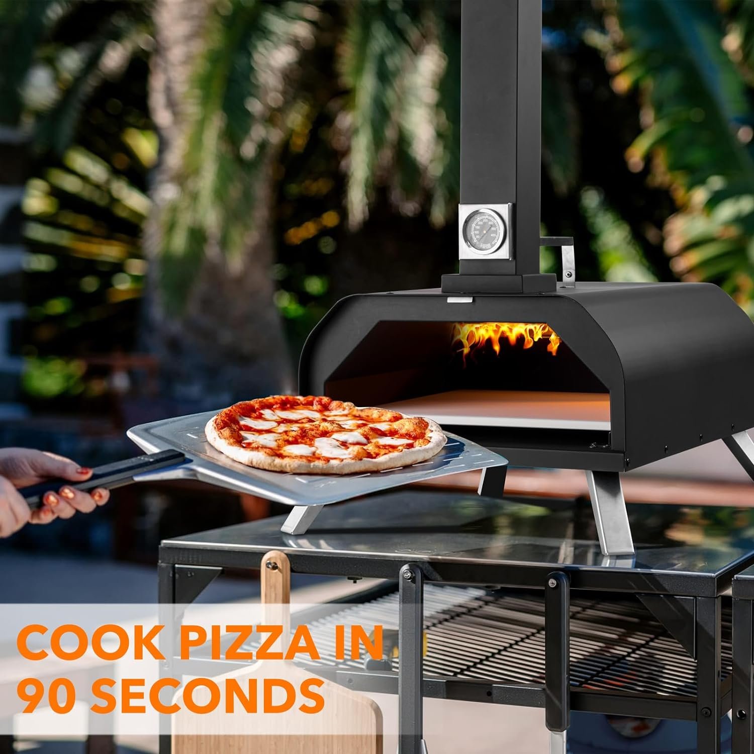 Outdoor Pizza Oven, 13 Wood Fired Pizza Oven Outdoor, Pellet Pizza Ovens for Outside, Portable Stainless Steel Outdoor Ovens with Pizza Stone for Outside Backyard Camping Picnics