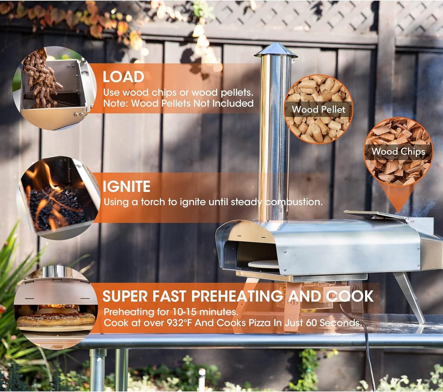 Outdoor Pizza Oven Wood Pellet Fired Pizza Stove with Automatic Rotating System, Pizza Stone, Pizza Peel and Carry Bag (Tisserie W-Oven Series) - Global Patent Outdoor Pizza Oven Wood Pellet Fired Pizza Stove with Automatic Rotating System, Pizza Stone, Pizza Peel and Carry Bag (Tisserie W-Oven Series) - Global Patent