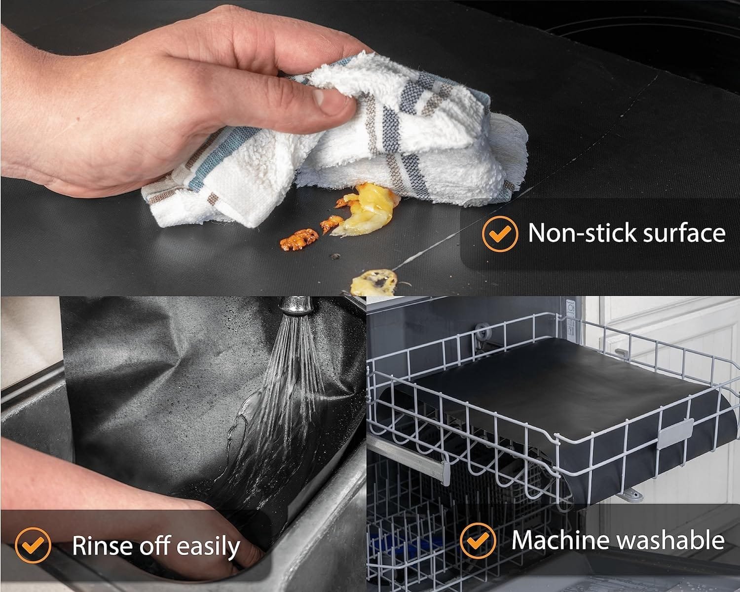 Oven Liners for Bottom of Oven - 3 Pack Large Heavy Duty Mats, 16.25”x23” Non-Stick Reusable Liner for Electric, Gas, Toaster Ovens, Grills - BPA  PFOA Free Oven Cleaning Kitchen Accessory (Black) Oven Liners for Bottom of Oven - 3 Pack Large Heavy Duty Mats, 16.25”x23” Non-Stick Reusable Liner for Electric, Gas, Toaster Ovens, Grills - BPA  PFOA Free Oven Cleaning Kitchen Accessory (Black)