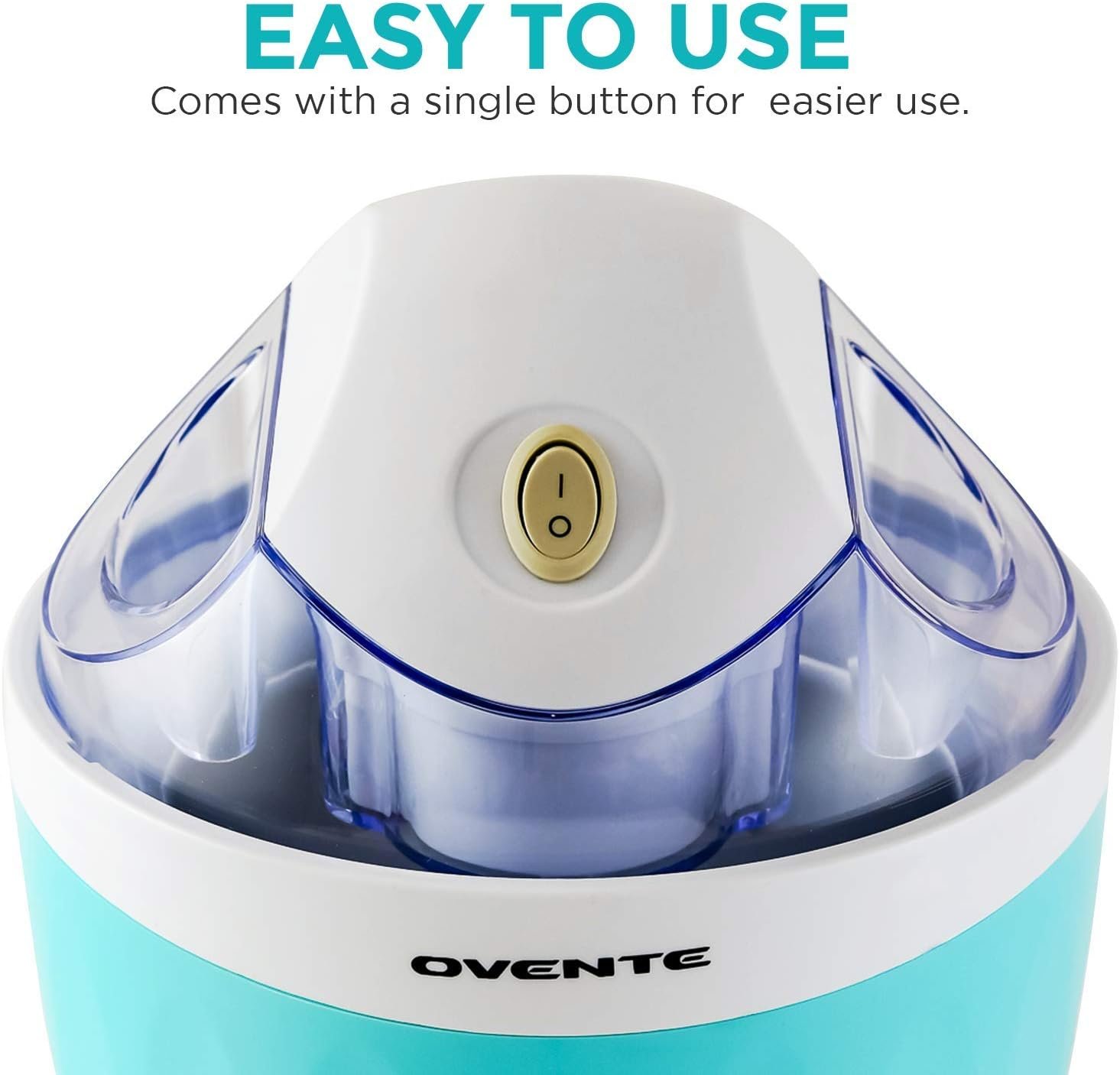 Ovente Electric Ice Cream Maker 1 Quart Freezer Bowl with Easy-Lock Lid, 15 Watt Healthy Homemade Sorbet Frozen Yogurt Making Mini Machine, Perfect Cold Summer Dessert for Kids  Party, Blue ICM110BL