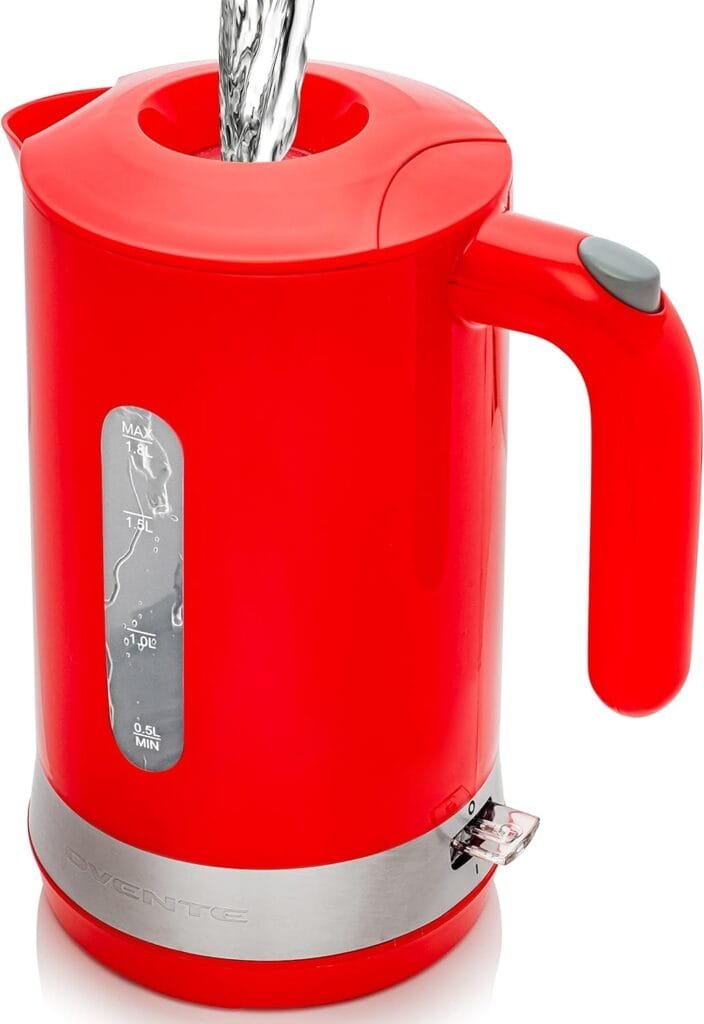OVENTE Electric Kettle, Hot Water, Heater 1.7 Liter - BPA Free Fast Boiling Cordless Water Warmer - Auto Shut Off Instant Water Boiler for Coffee  Tea Pot - White KP72W