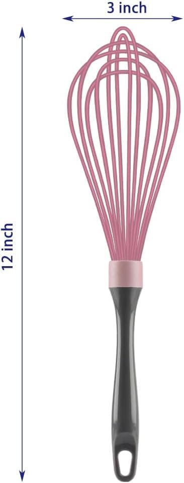 OYV Dishwasher Safe Whisk, Professional Whisks For Cooking Non-Scratch, Stainless Steel  Silicone Wisk, Plastic Rubber Whisk Tool For Nonstick Cookware Pans, Heat Resistant Whisk 12-Inch, Grey.
