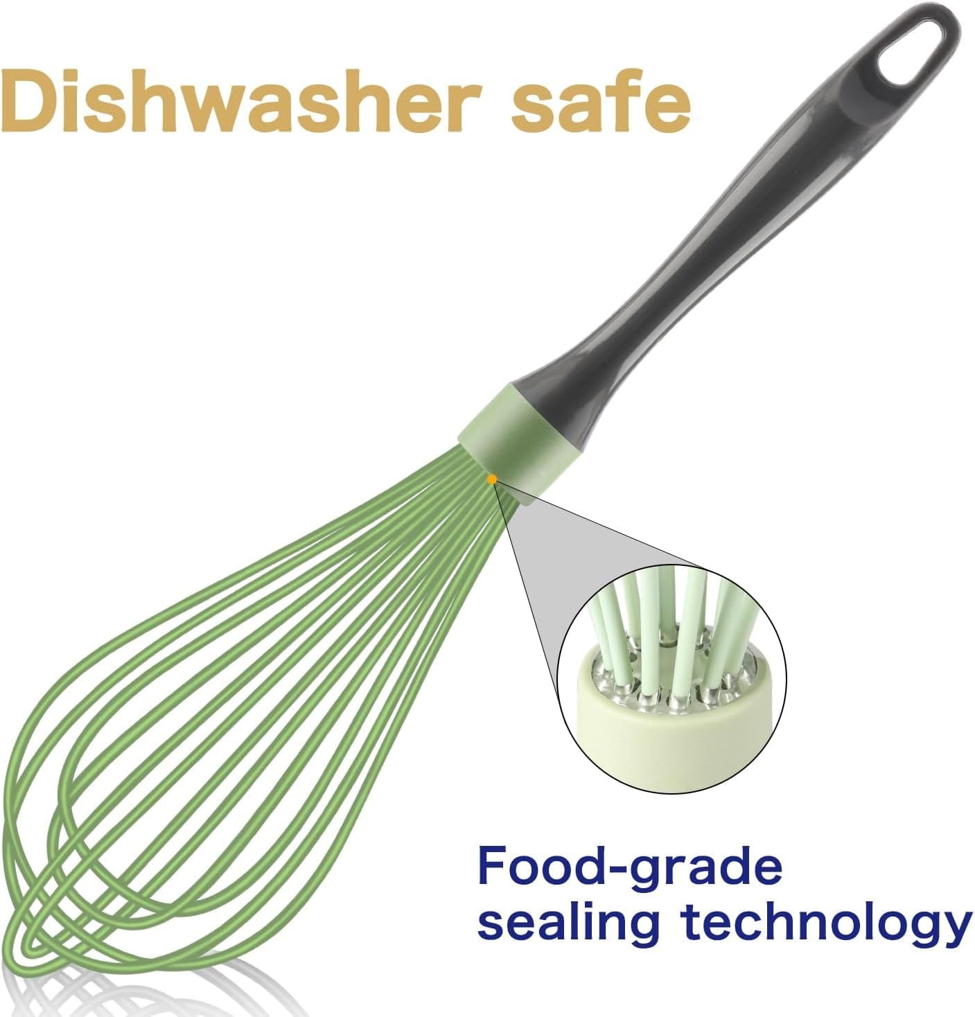 OYV Dishwasher Safe Whisk, Professional Whisks For Cooking Non-Scratch, Stainless Steel  Silicone Wisk, Plastic Rubber Whisk Tool For Nonstick Cookware Pans, Heat Resistant Whisk 12-Inch, Grey.