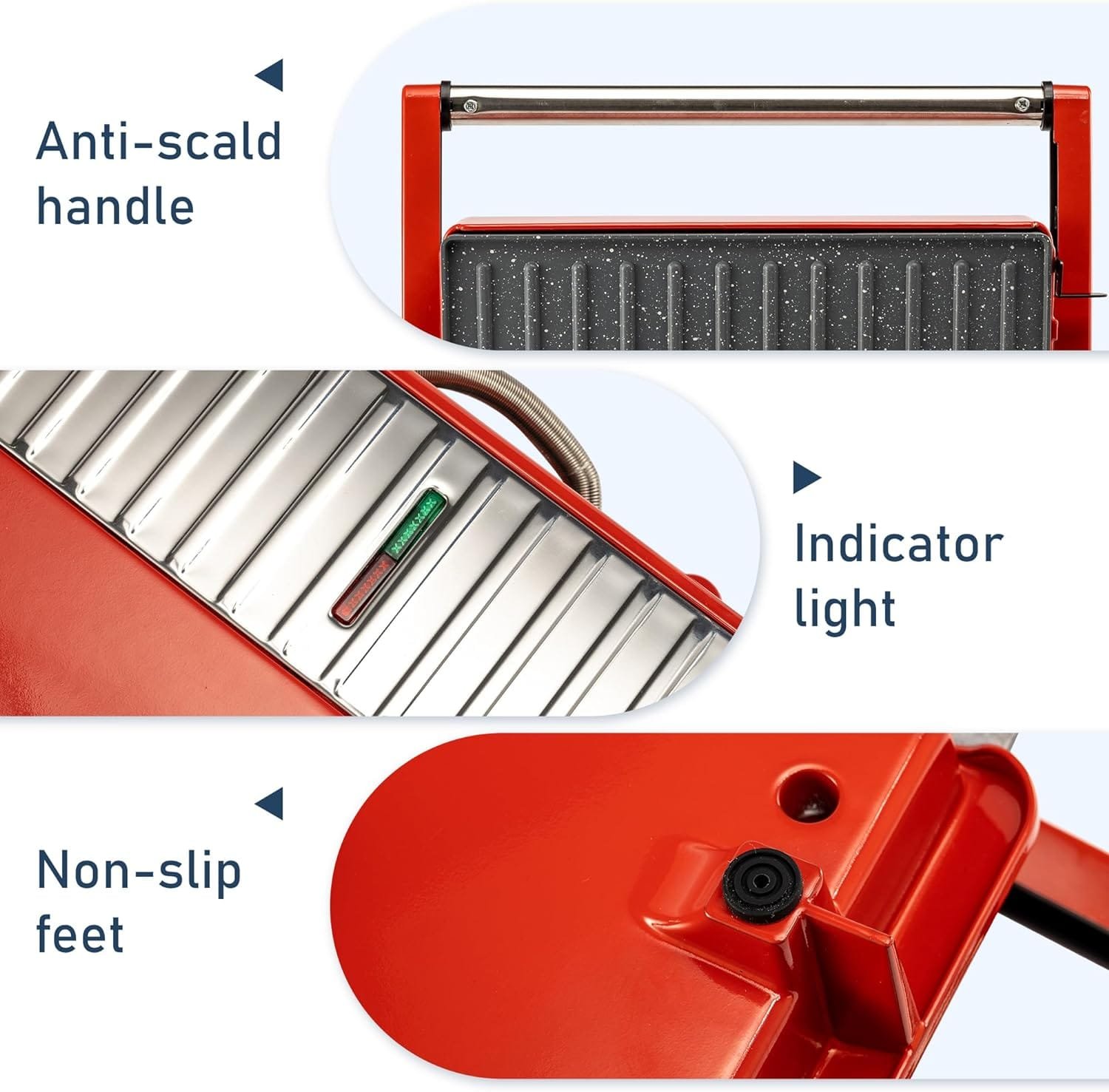 Panini Grill Press Sandwich Maker, Panini Press with Locking Lid and Indicator Lights, Mini 2-slice Panini Press, Grilled Cheese Maker, Opens 180 Degrees for Any Size, Cool Touch Handle, Red Panini Grill Press Sandwich Maker, Panini Press with Locking Lid and Indicator Lights, Mini 2-slice Panini Press, Grilled Cheese Maker, Opens 180 Degrees for Any Size, Cool Touch Handle, Red