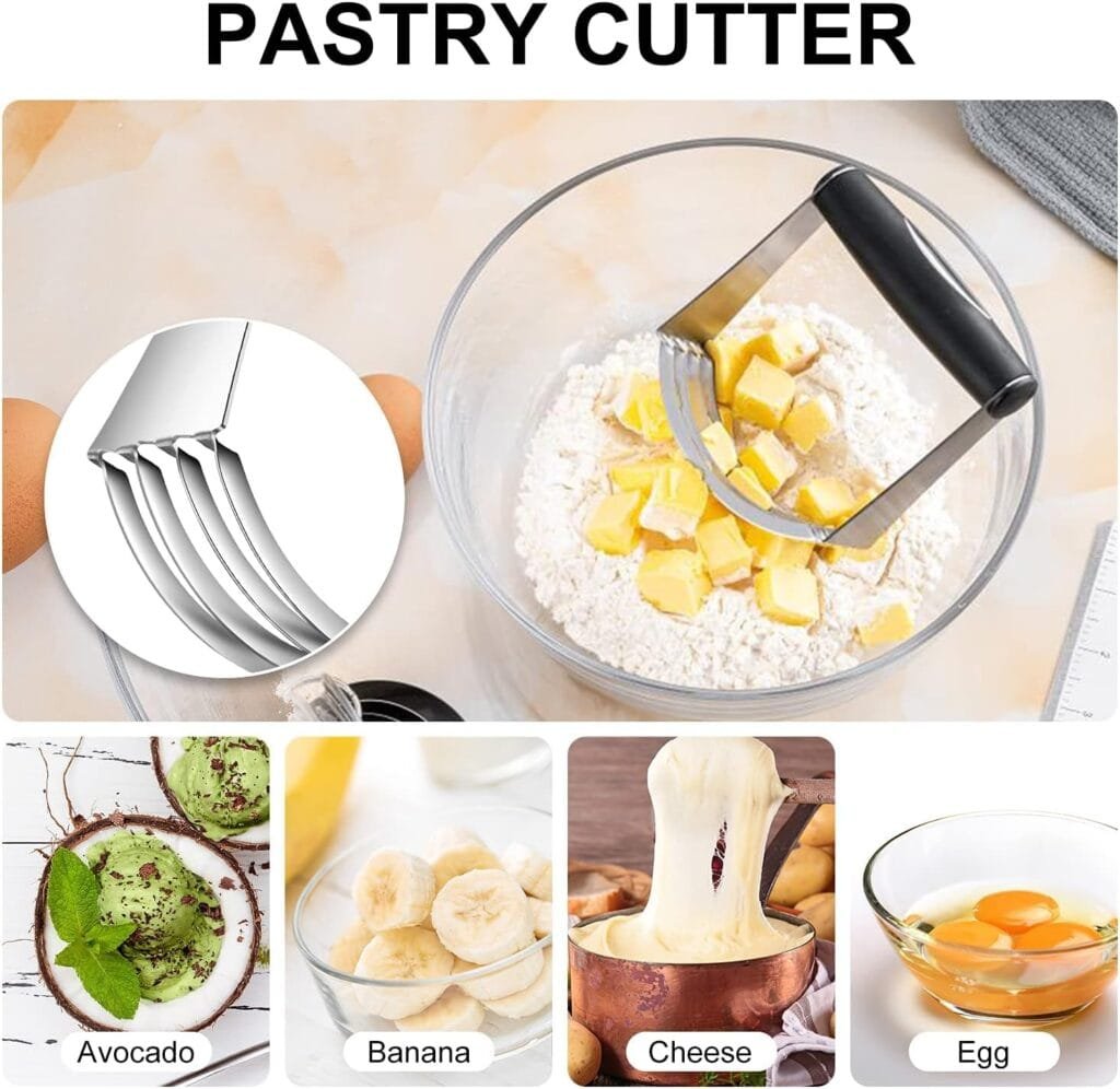 Pastry Cutter, Biscuit Cutter, Dough Scraper, Silicone Baking Mats, Stainless Steel Pastry Blender Set, Dough Cutter Biscuit Cutter Baking Pastry Mat Dough Blender Tools  Pastry Utensils (5 Pcs/Set)