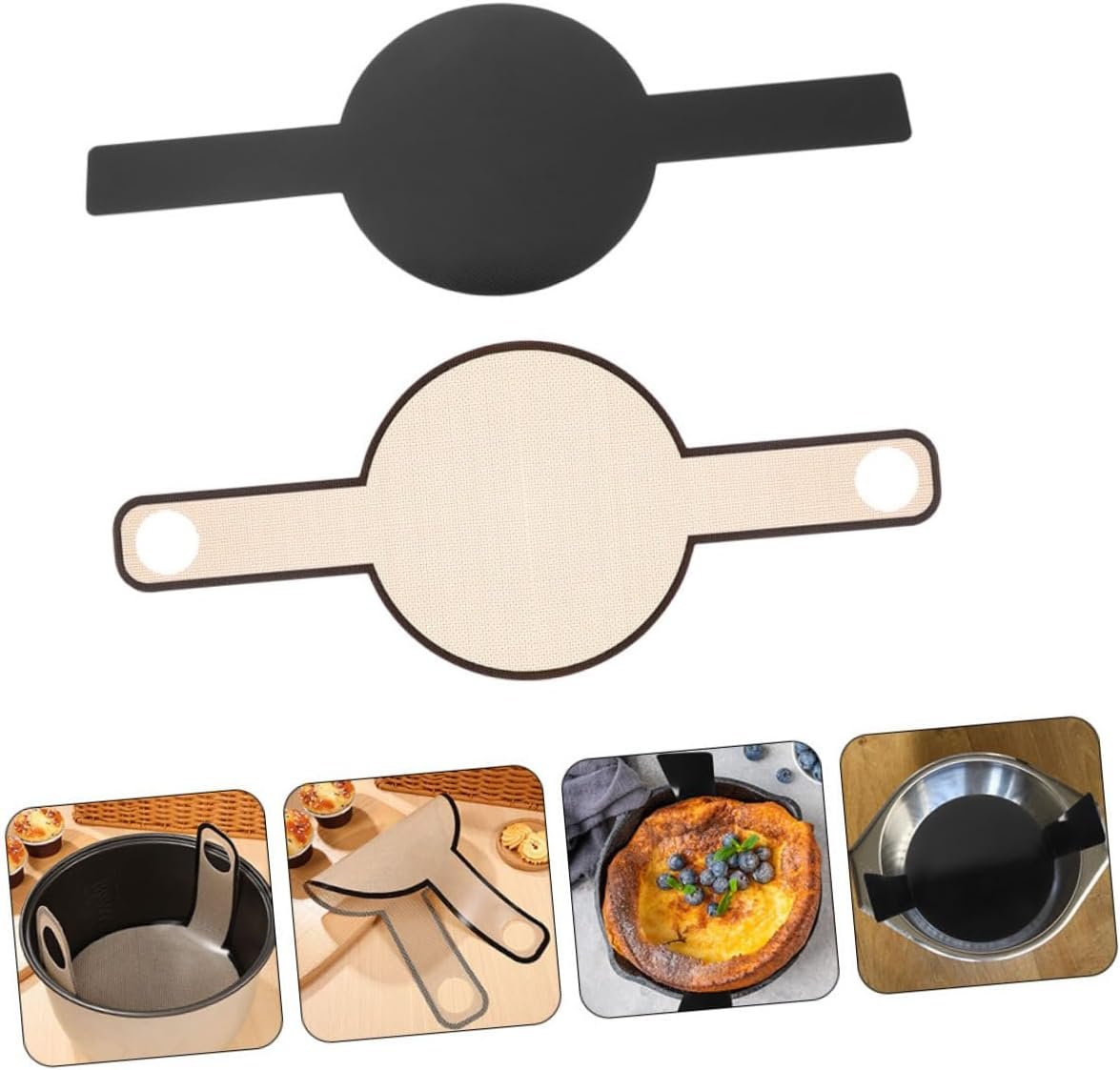 Pastry Mat Slings 2pcs Silicone Baking Pot Holder Bread Baking Silicone Bakeware Silicone Baking Sling Baking Mat Silicone Bread Sling Glass Fiber Netherlands Sourdough Bread Sling