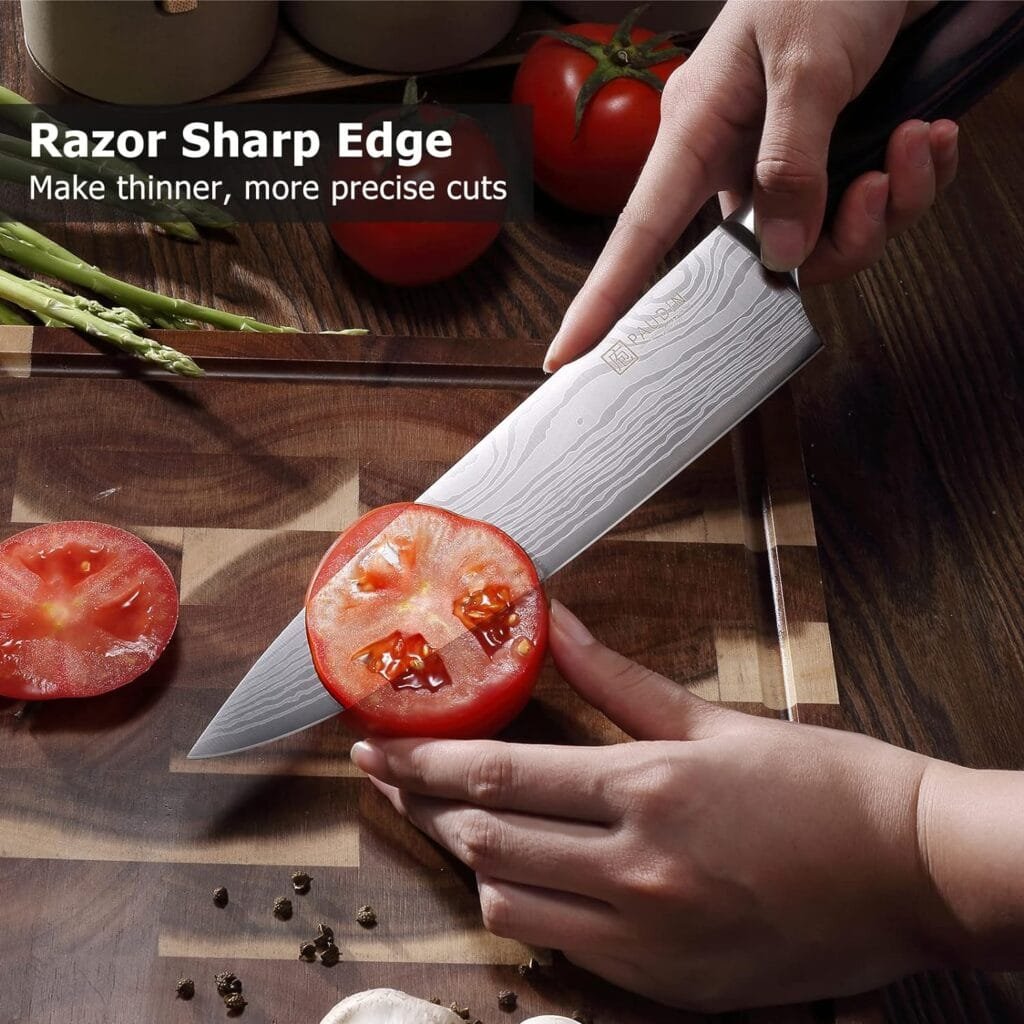 PAUDIN Kitchen Knife Set, 3 Piece High Carbon Stainless Steel Professional Chef Knife Set with Ultra Sharp Blade  Wooden Handle (Kitchen Knife Set 3 Pcs)