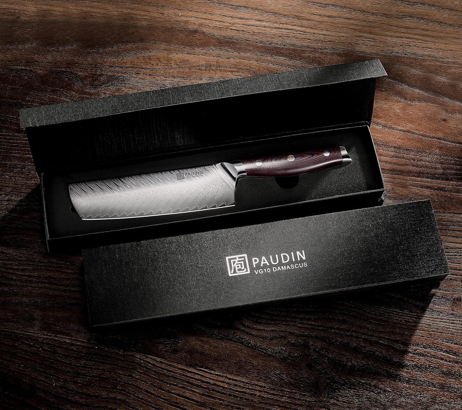 PAUDIN Nakiri Knife - 7 Razor Sharp Meat Cleaver and Vegetable Kitchen Knife, High Carbon Stainless Steel, Multipurpose Asian Chef Knife for Home and Kitchen with Ergonomic Handle