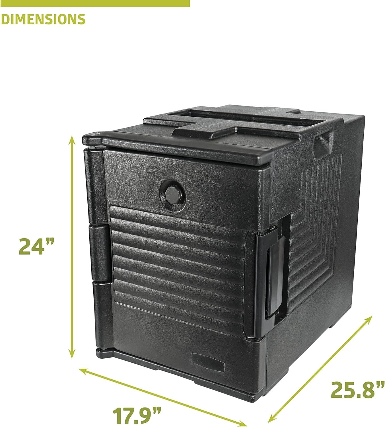 Pearington 81 Quart End-Loading Insulated Food Pan Carrier for 5 Full-Size Pans,Black