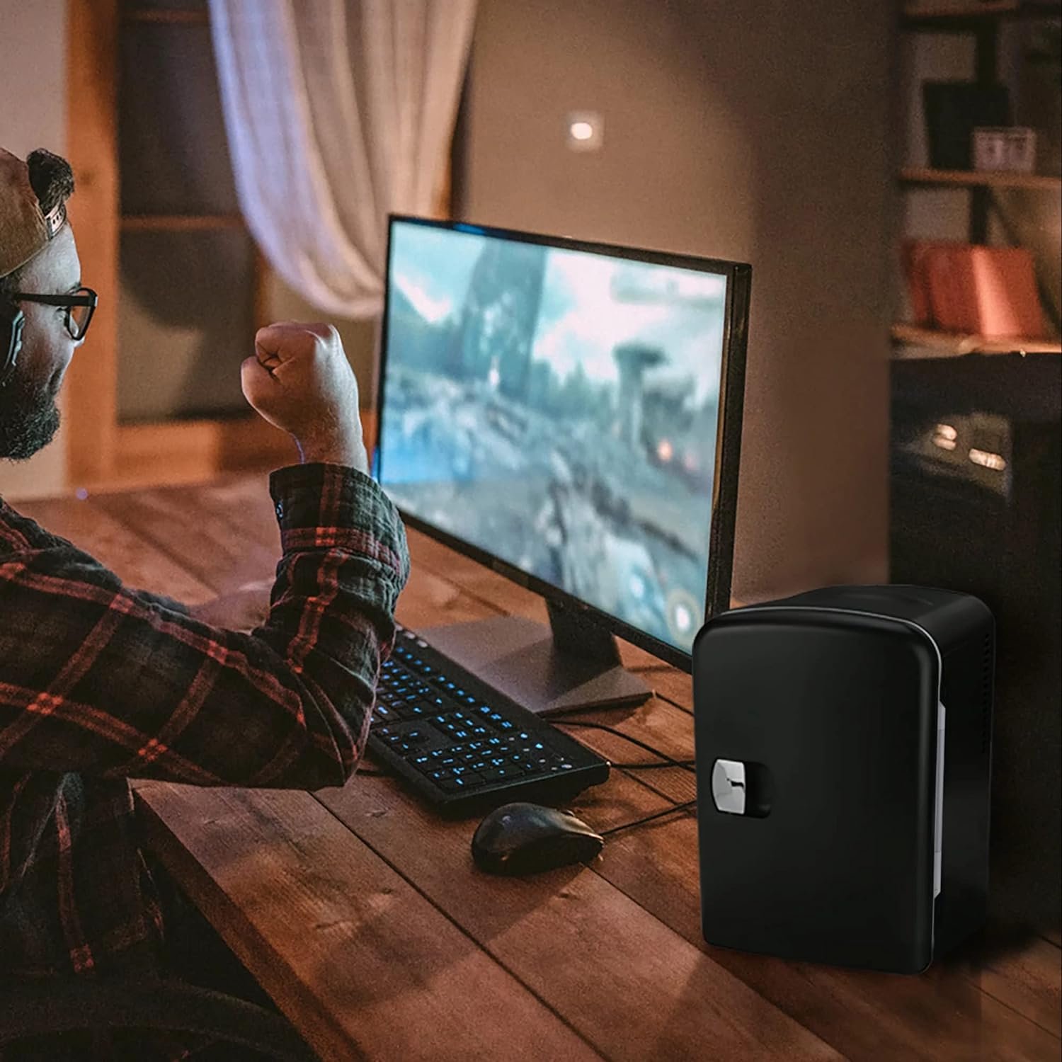 PERSONAL CHILLER Portable Mini Fridge Cooler and Warmer, 4 Liter Capacity Chills Six 12 oz Cans, Snacks, and Skincare Products, A/C Operation, 100% Freon-Free PERSONAL CHILLER Portable Mini Fridge Cooler and Warmer, 4 Liter Capacity Chills Six 12 oz Cans, Snacks, and Skincare Products, A/C Operation, 100% Freon-Free