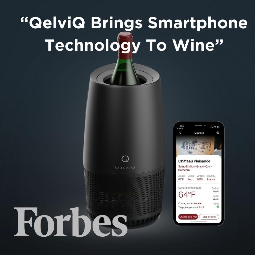 Personal Sommelier - Black Electric Wine chiller  warmer, Smart connected wine cooler w/inventory, sommelier services and food pairing included