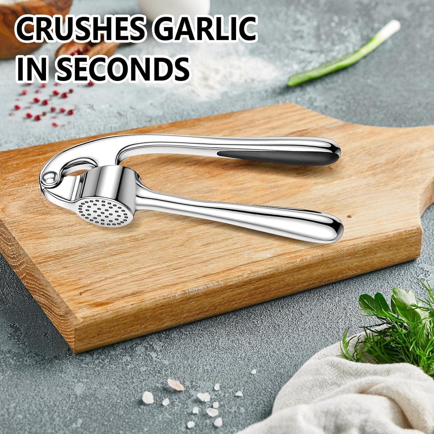 PLAPITATE Garlic Press Set with Easy-Squeeze Handle, Garlic Mincer Tool, Garlic Crusher Tool, Garlic Smasher Garlic Masher, Extracts More Garlic Paste, Dishwasher Safe PLAPITATE Garlic Press Set with Easy-Squeeze Handle, Garlic Mincer Tool, Garlic Crusher Tool, Garlic Smasher Garlic Masher, Extracts More Garlic Paste, Dishwasher Safe