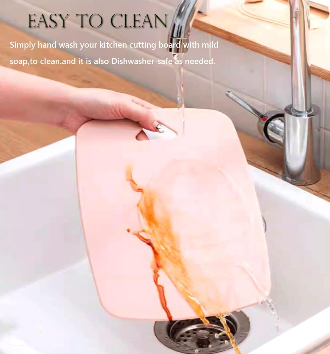 Plastic Cutting Board Set of 3, Cutting Boards for Kitchen,Thick Chopping Boards for Meat, Veggies, Fruits, with Easy Grip Handle,Dishwasher Saf,Suitable for outdoor camping, RV. (green)