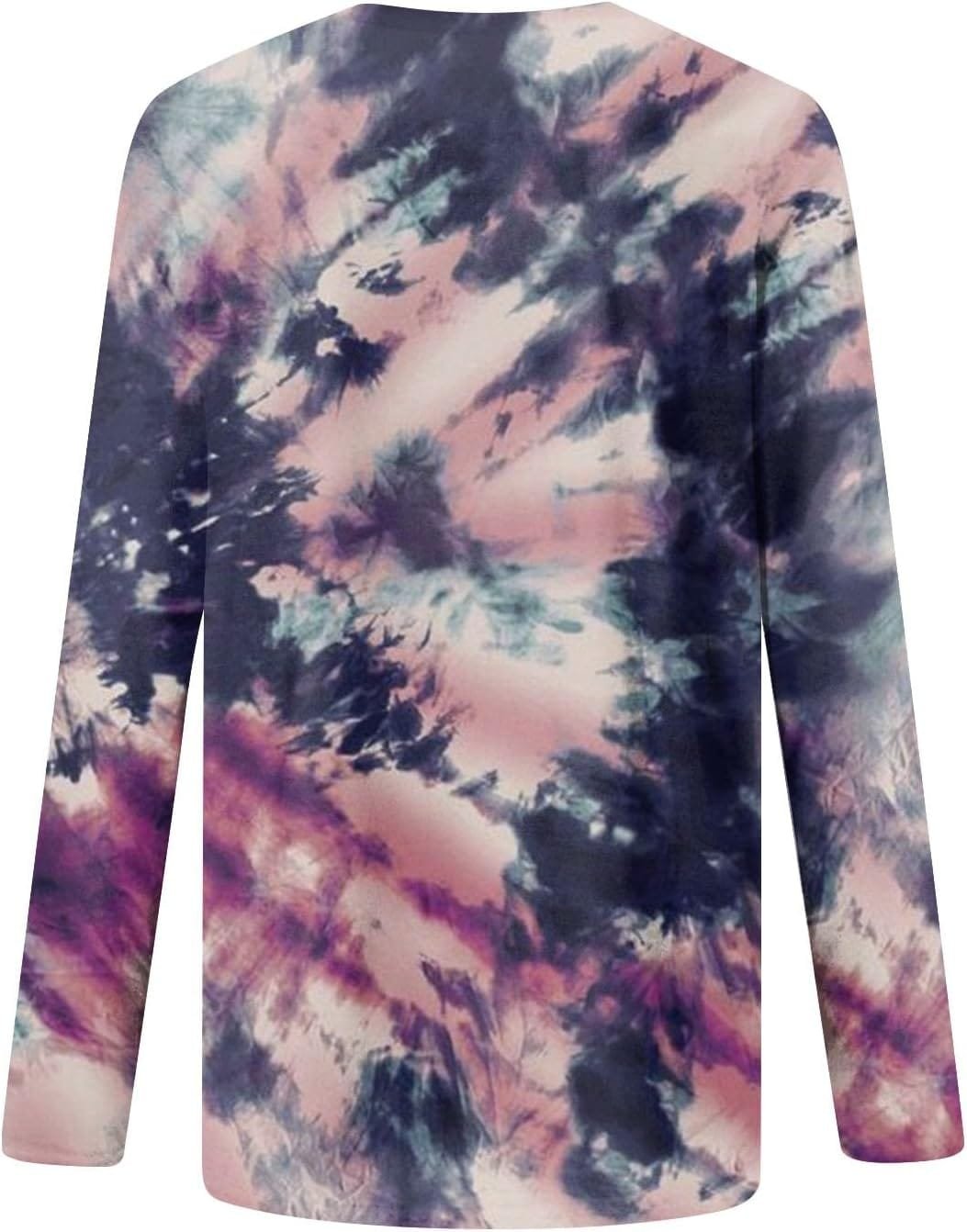 Plus Size Shirts for Women Tie Dye Long Sleeve Casual Pullover Tops Loose Fitting Print Blouse Fall Winter Tunic