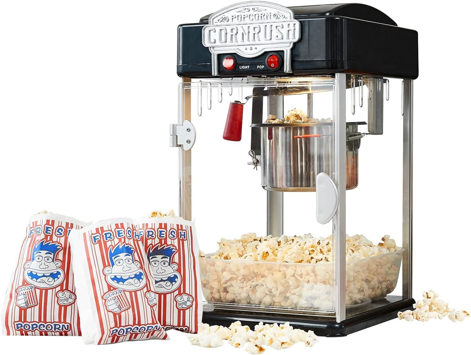 Popcorn Popper Machine-4 OZ Vintage Professional Popcorn Maker Theater Style with Nonstick Kettle Warming Light and Serving Scoop. (Red) Popcorn Popper Machine-4 OZ Vintage Professional Popcorn Maker Theater Style with Nonstick Kettle Warming Light and Serving Scoop. (Red)
