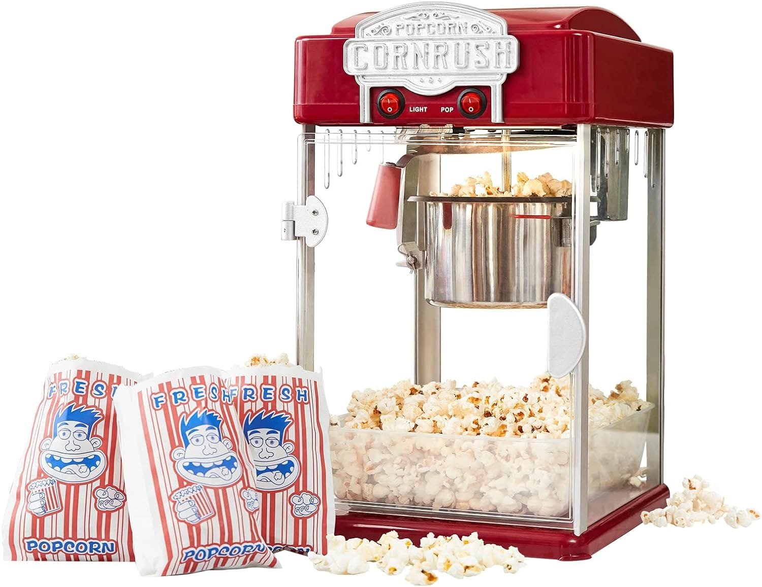 Popcorn Popper Machine-4 OZ Vintage Professional Popcorn Maker Theater Style with Nonstick Kettle Warming Light and Serving Scoop. (Red) Popcorn Popper Machine-4 OZ Vintage Professional Popcorn Maker Theater Style with Nonstick Kettle Warming Light and Serving Scoop. (Red)