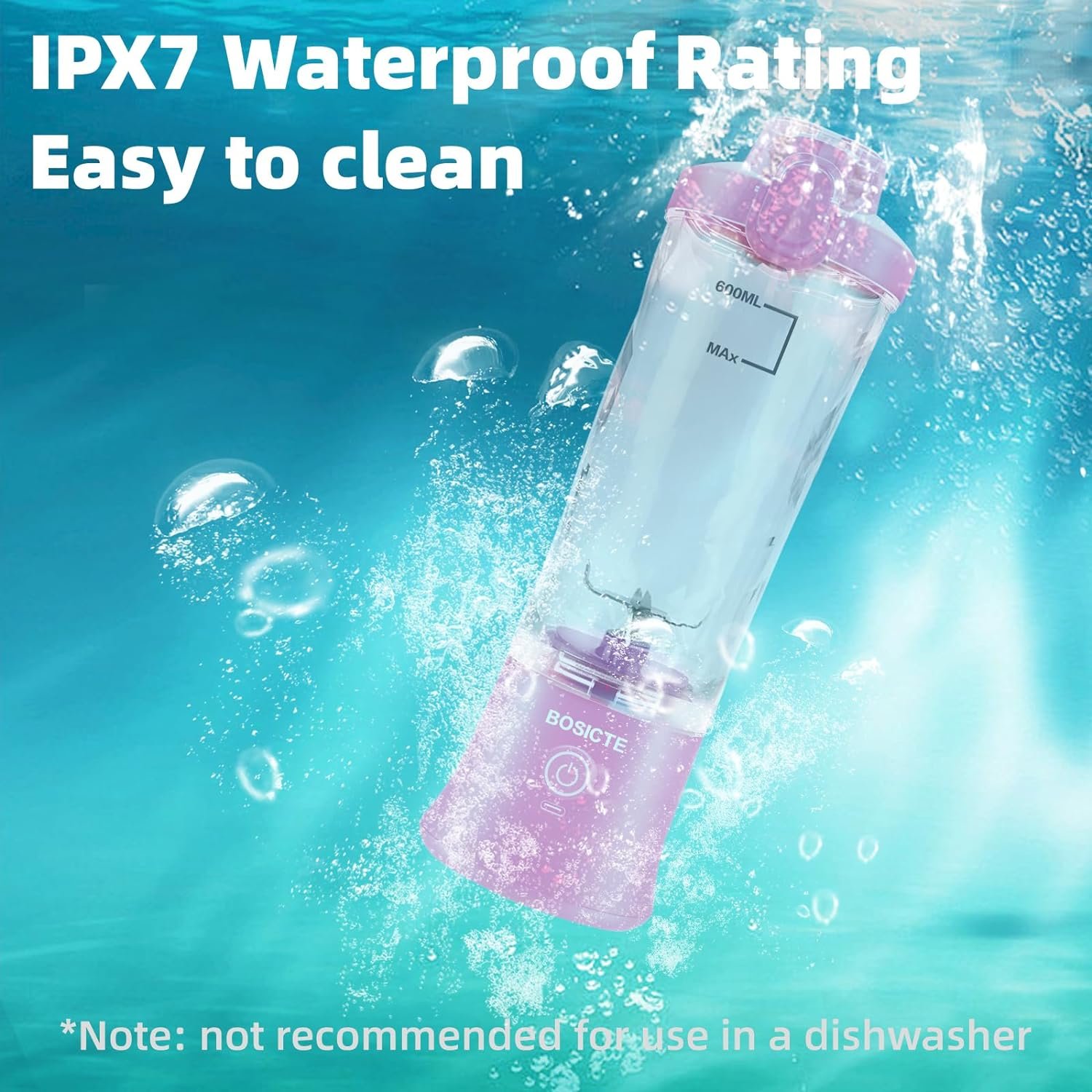 Portable Blender, BOSICTE Personal Size Blender for Shakes and Smoothies with 6 Blades, 20 Oz Mini Blender Cup with Travel Lid and USB Rechargeable for Office, Gym, Kitchen (Black) Portable Blender, BOSICTE Personal Size Blender for Shakes and Smoothies with 6 Blades, 20 Oz Mini Blender Cup with Travel Lid and USB Rechargeable for Office, Gym, Kitchen (Black)