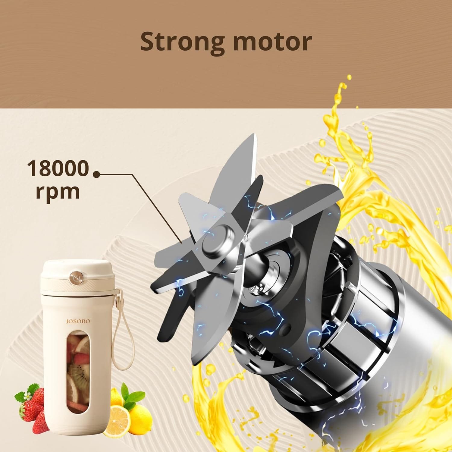 Portable Blender, Personal Size Blender for Shakes and Smoothies with 10 Ultra Sharp Blades, 16 Oz Mini Blender USB Rechargeable Type-C for Travel/Picnic/Office/Gym(Milky White)