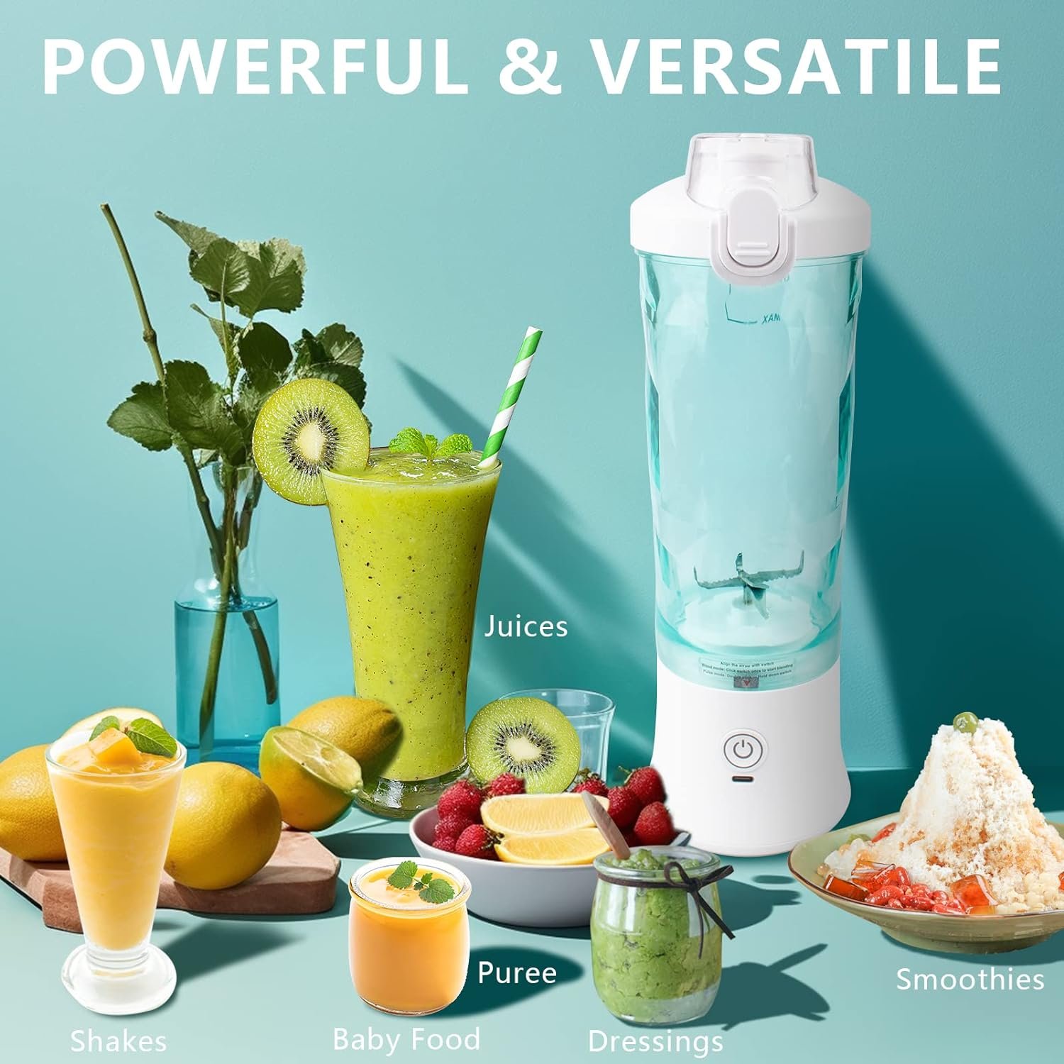 Portable Blender, Smoothie Maker Blender with 6 Ultra-sharp Blades, Personal Blender for Shakes and Smoothies Baby Food, 20 Oz Mini Blender with Travel Lid Cleaning Brush for Home Travel Work(600ML) Portable Blender, Smoothie Maker Blender with 6 Ultra-sharp Blades, Personal Blender for Shakes and Smoothies Baby Food, 20 Oz Mini Blender with Travel Lid Cleaning Brush for Home Travel Work(600ML)