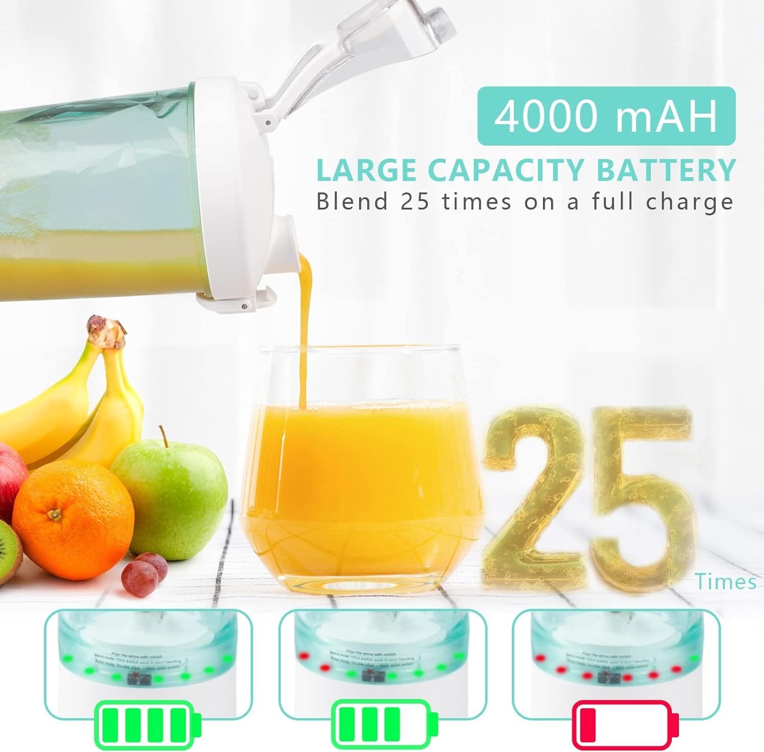 Portable Blender, Smoothie Maker Blender with 6 Ultra-sharp Blades, Personal Blender for Shakes and Smoothies Baby Food, 20 Oz Mini Blender with Travel Lid Cleaning Brush for Home Travel Work(600ML) Portable Blender, Smoothie Maker Blender with 6 Ultra-sharp Blades, Personal Blender for Shakes and Smoothies Baby Food, 20 Oz Mini Blender with Travel Lid Cleaning Brush for Home Travel Work(600ML)