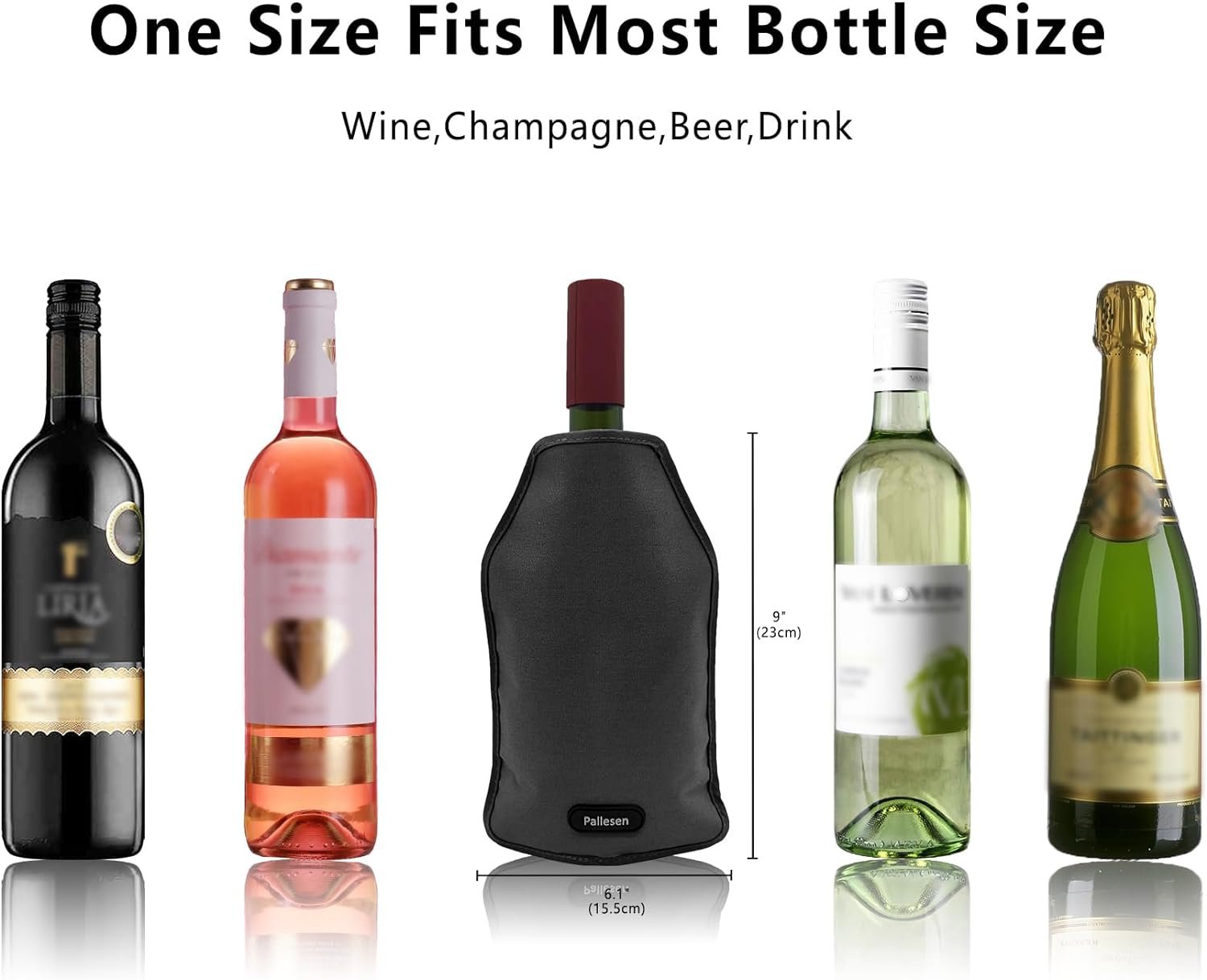 Portable Wine Cooler Sleeve Reusable Wine Bottle Chiller Flexible Wine Ice Bag Keep Wine Cool and Refreshing for 750ml Standard Size Bottles Red Wine, White Wine  Champagne (Black)