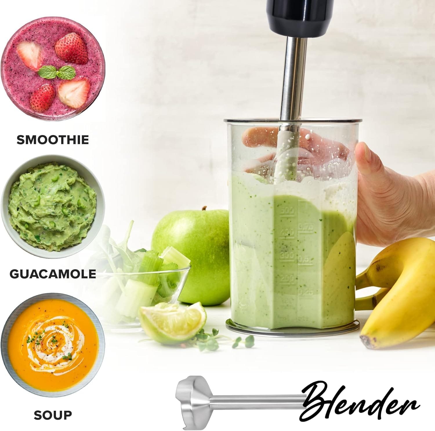 Powerlix 5-in-1 Hand Blender - 800W Powerful Motor, BPA-Free Accessories, Adjustable Speed and Turbo Boost, Ergonomic Grip, Easy Clean and Store Powerlix 5-in-1 Hand Blender - 800W Powerful Motor, BPA-Free Accessories, Adjustable Speed and Turbo Boost, Ergonomic Grip, Easy Clean and Store