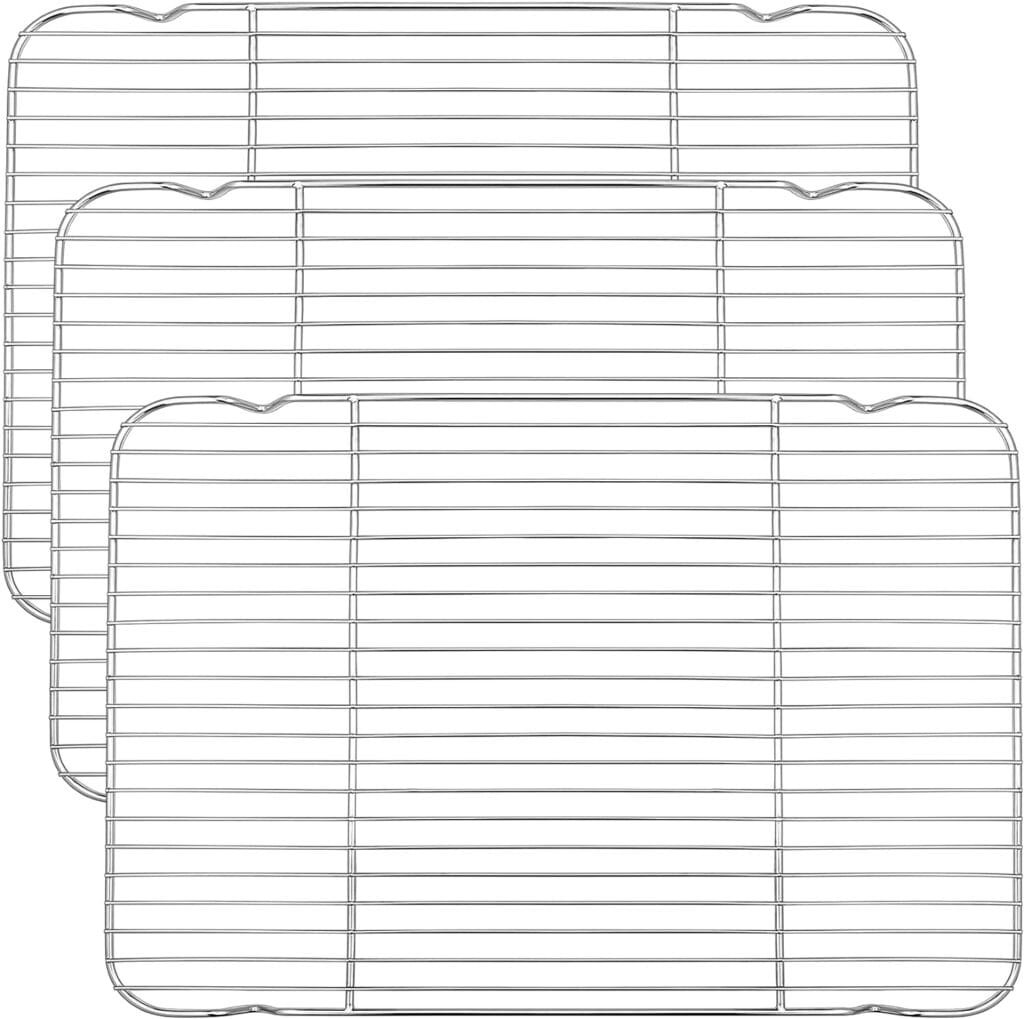 PP CHEF Baking Rack Cooking Rack Set of 2-16.6x11.6 Stainless Steel Wire Cooling Drying Roasting Rack, Fits Half Sheet Cookie Pans, Commercial Quality, Oven  Dishwasher Safe