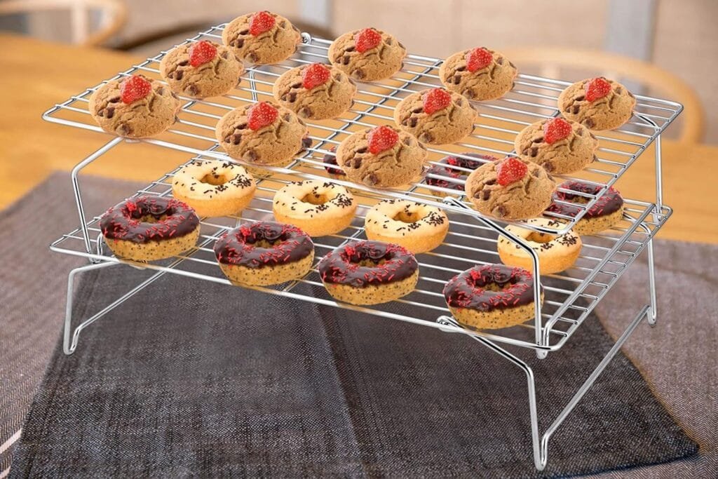 PP CHEF Cooling Rack, 5-Tier Stainless Steel Stackable Baking Cooking Racks for Cooling Roasting Grilling, Collapsible  Heavy Duty, Oven  Dishwasher Safe - 15’’x10’’