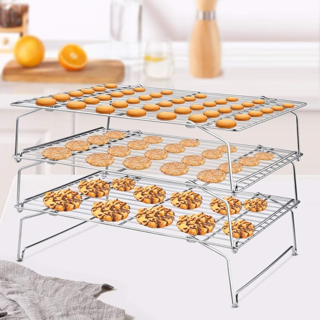 PP CHEF Cooling Rack, 5-Tier Stainless Steel Stackable Baking Cooking Racks for Cooling Roasting Grilling, Collapsible  Heavy Duty, Oven  Dishwasher Safe - 15’’x10’’