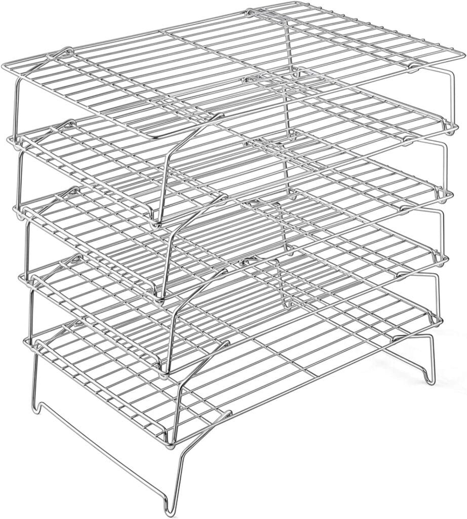 PP CHEF Cooling Rack, 5-Tier Stainless Steel Stackable Baking Cooking Racks for Cooling Roasting Grilling, Collapsible  Heavy Duty, Oven  Dishwasher Safe - 15’’x10’’