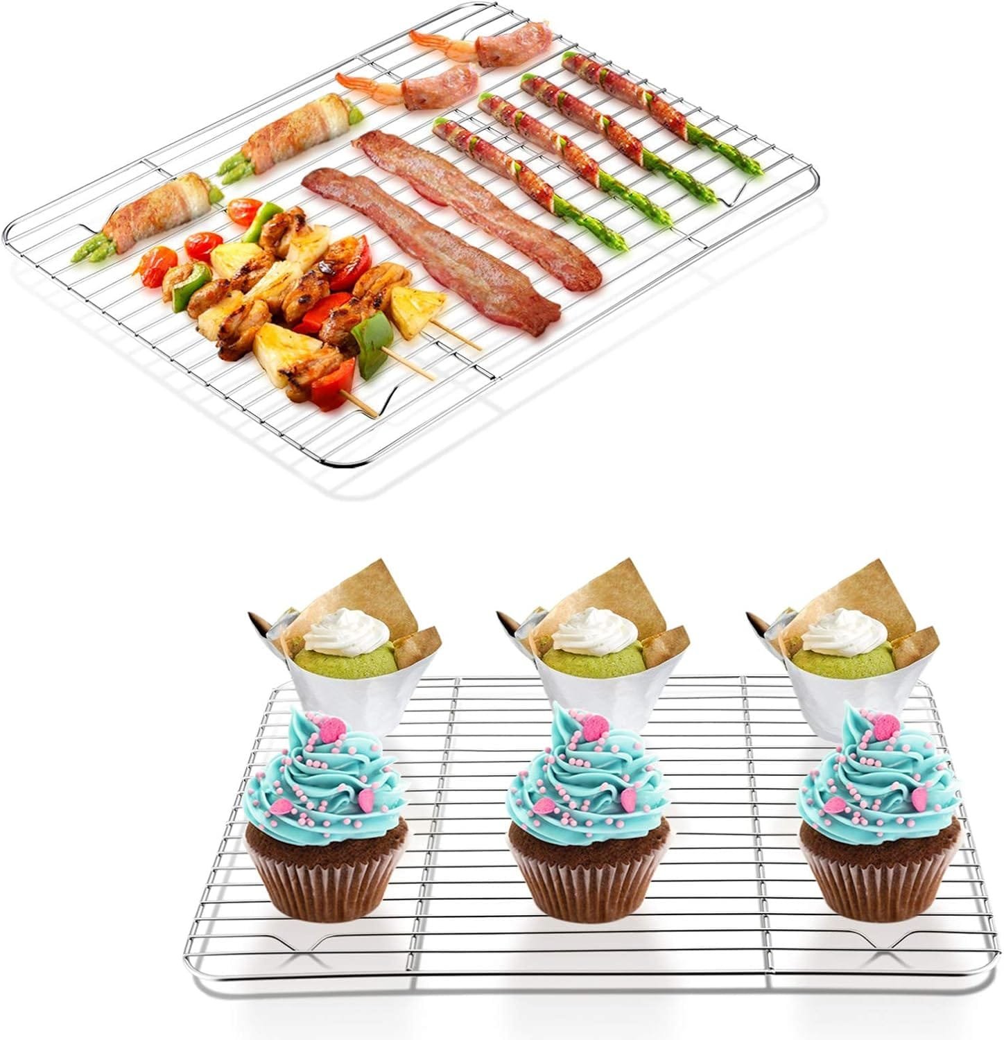 PP CHEF Cooling Rack Set for Baking Cooking Roasting Oven Use, 4-Piece Stainless Steel Grill Racks, Fit Various Size Cookie Sheets - Oven  Dishwasher Safe