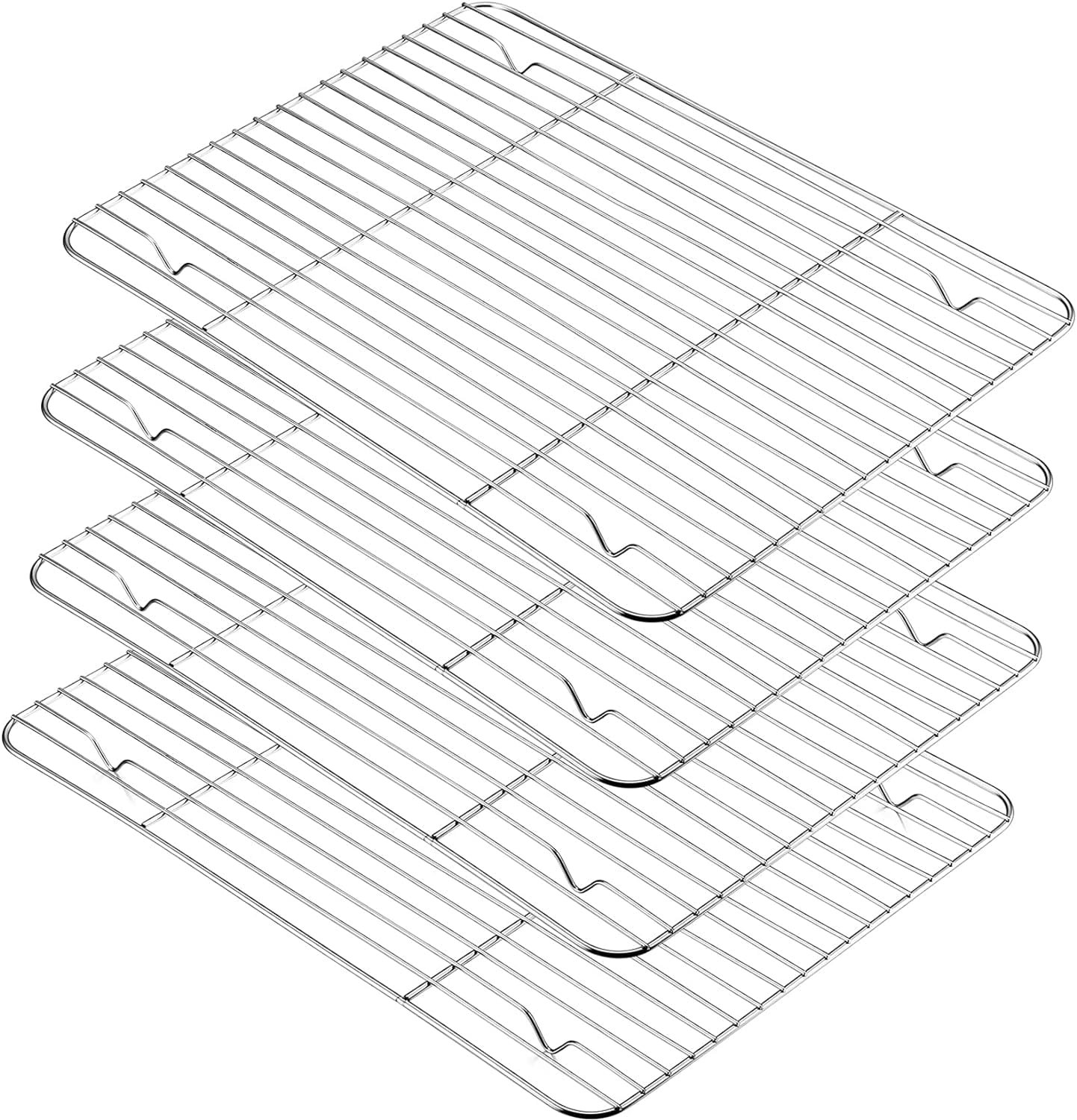 PP CHEF Cooling Rack Set for Baking Cooking Roasting Oven Use, 4-Piece Stainless Steel Grill Racks, Fit Various Size Cookie Sheets - Oven  Dishwasher Safe