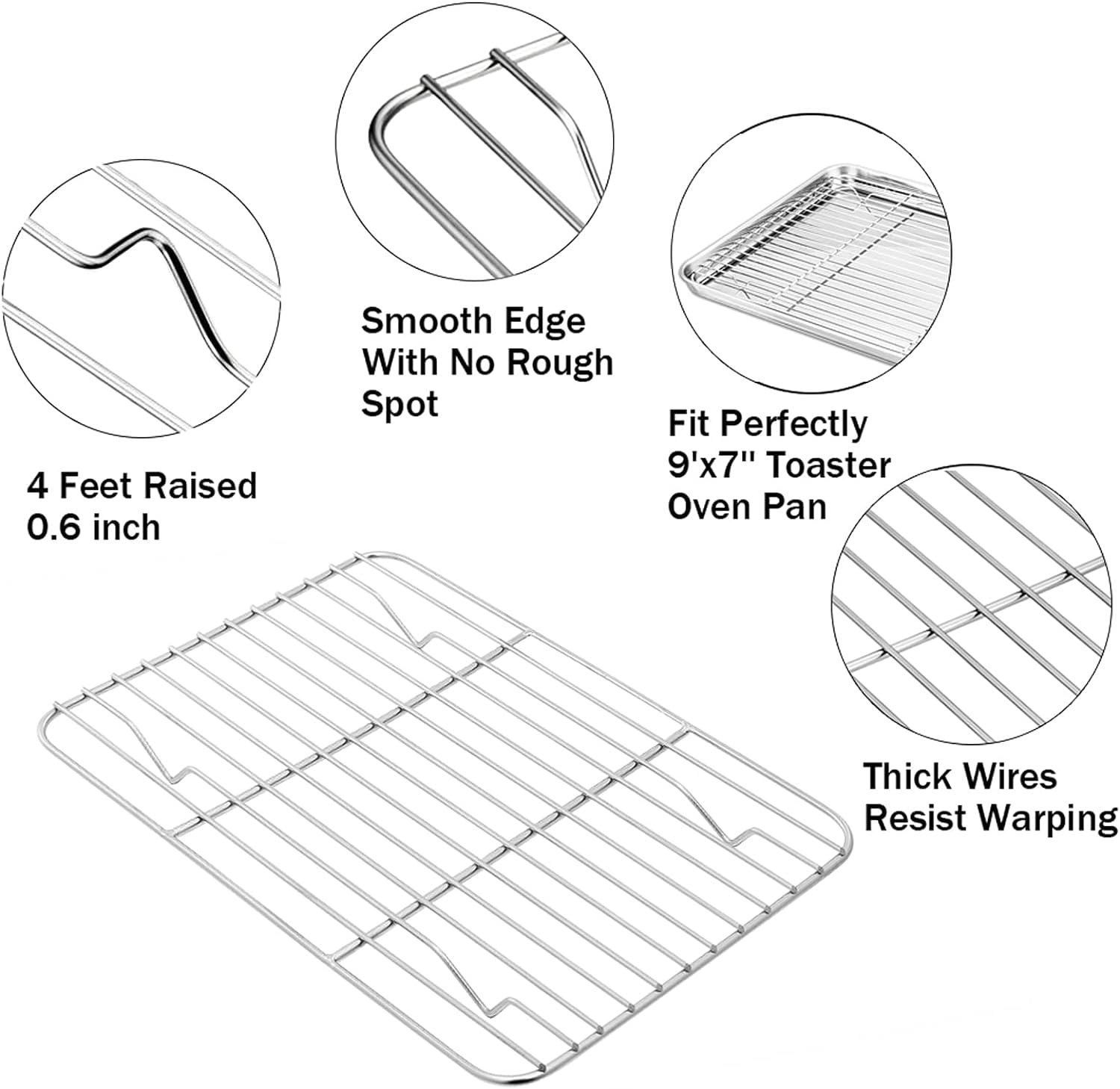 PP CHEF Cooling Rack Set for Baking Cooking Roasting Oven Use, 4-Piece Stainless Steel Grill Racks, Fit Various Size Cookie Sheets - Oven  Dishwasher Safe