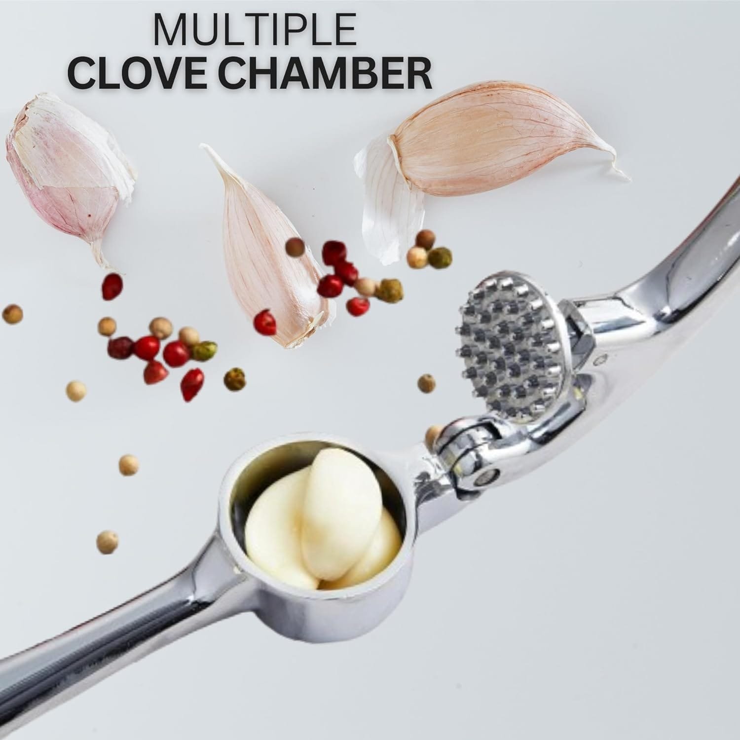 Premium Garlic Press  Herb scissors, Easy to Squeeze Handle - Garlic Presses, Garlic Peeler, Garlic Crusher, Herb Stripper - 7 Pieces Garlic Mincer- Multipurpose Five blade kitchen salad scissors