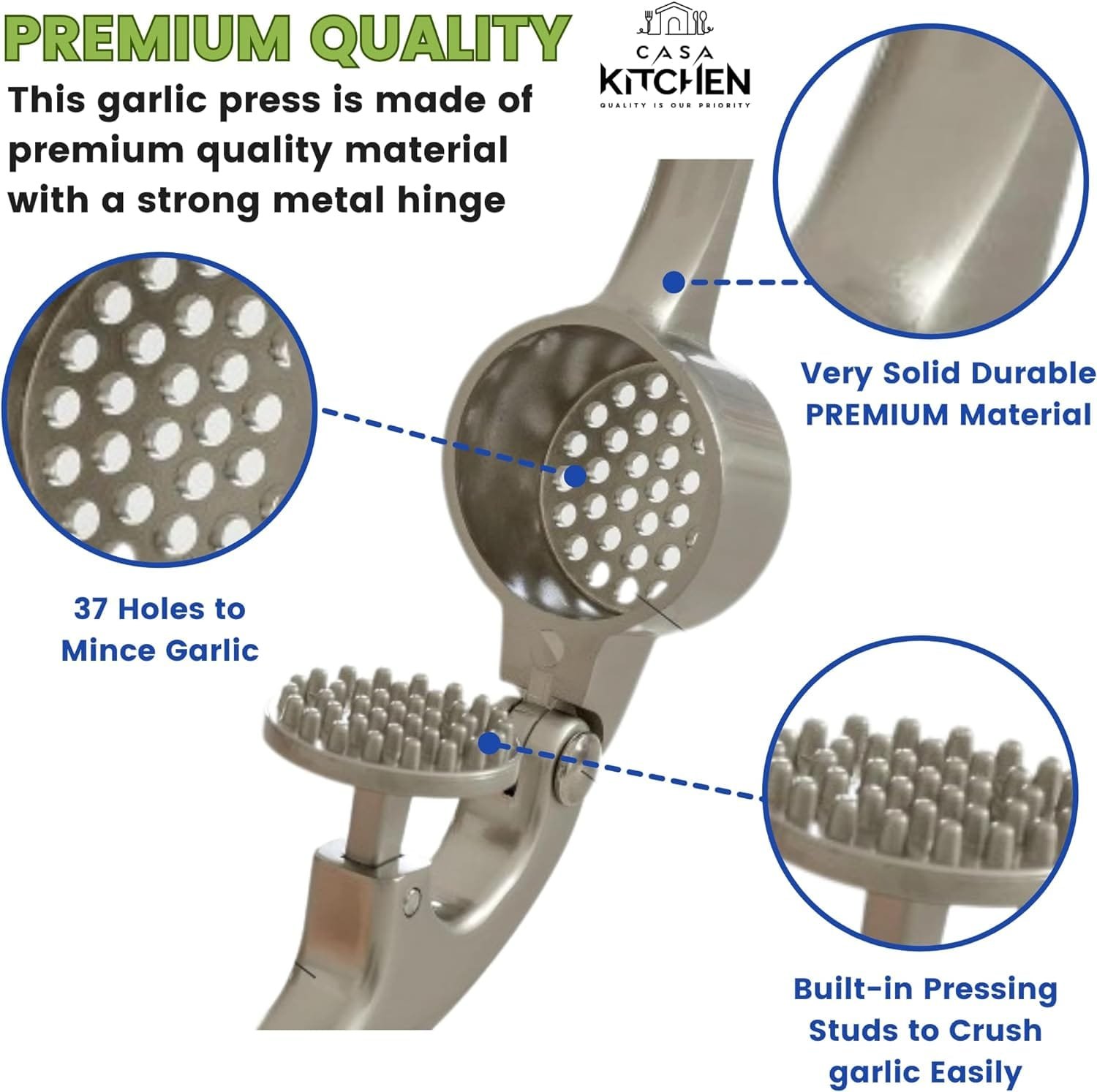 Premium Garlic Press  Herb scissors, Easy to Squeeze Handle - Garlic Presses, Garlic Peeler, Garlic Crusher, Herb Stripper - 7 Pieces Garlic Mincer- Multipurpose Five blade kitchen salad scissors