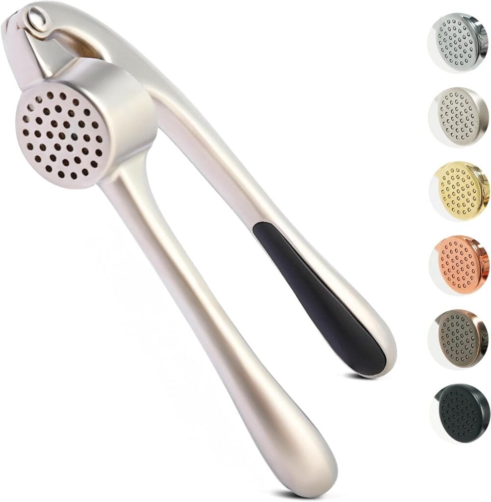 Premium Garlic Press, Professional Garlic Mincer, Easy to Squeeze and Clean, Rust Proof Dishwasher Safe, Efficient Ginger Crusher- Imperial Silver Premium Garlic Press, Professional Garlic Mincer, Easy to Squeeze and Clean, Rust Proof Dishwasher Safe, Efficient Ginger Crusher- Imperial Silver