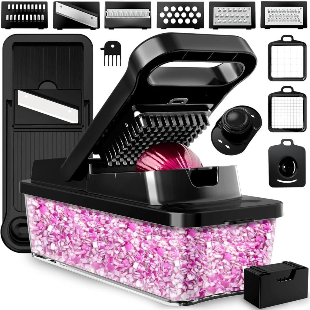 PrepNaturals Vegetable Chopper with Container, Veggie Chopper - Chopper Vegetable Cutter, Food Chopper Onion Chopper - Onion Chopper Dicers, Choppers, Mandoline Slicer for Kitchen (9-in-1 Black) PrepNaturals Vegetable Chopper with Container, Veggie Chopper - Chopper Vegetable Cutter, Food Chopper Onion Chopper - Onion Chopper Dicers, Choppers, Mandoline Slicer for Kitchen (9-in-1 Black)