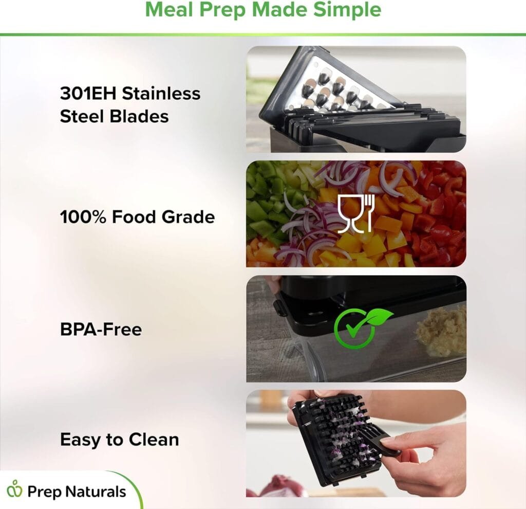 PrepNaturals Vegetable Chopper with Container, Veggie Chopper - Chopper Vegetable Cutter, Food Chopper Onion Chopper - Onion Chopper Dicers, Choppers, Mandoline Slicer for Kitchen (9-in-1 Black) PrepNaturals Vegetable Chopper with Container, Veggie Chopper - Chopper Vegetable Cutter, Food Chopper Onion Chopper - Onion Chopper Dicers, Choppers, Mandoline Slicer for Kitchen (9-in-1 Black)