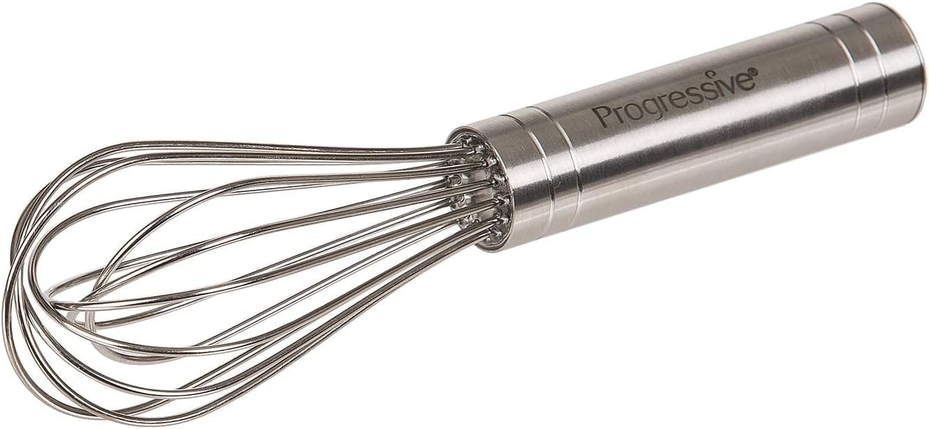 Prepworks by Progressive 10 Flat Whisk, Handheld Steel Wire Whisk Perfect for Whisking, Flat Roux Whisk, Gravy Stirring, BPA Free, Dishwasher Safe