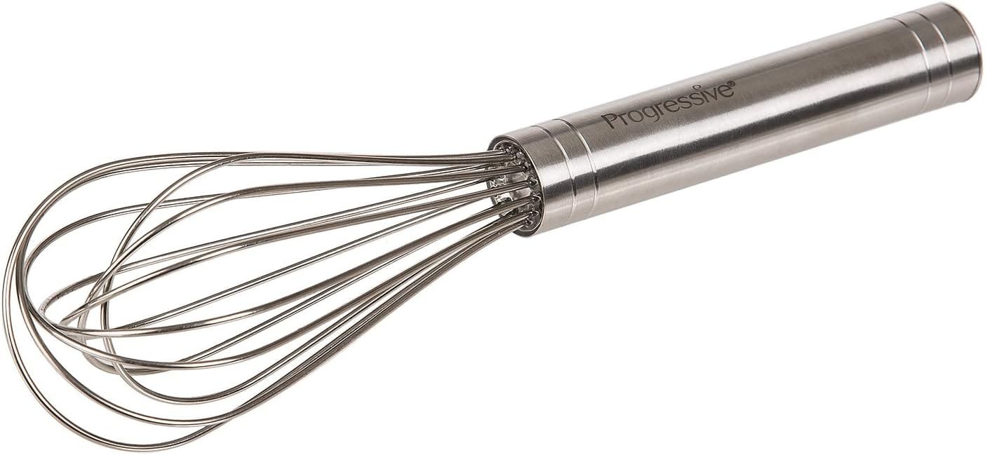 Prepworks by Progressive 10 Flat Whisk, Handheld Steel Wire Whisk Perfect for Whisking, Flat Roux Whisk, Gravy Stirring, BPA Free, Dishwasher Safe