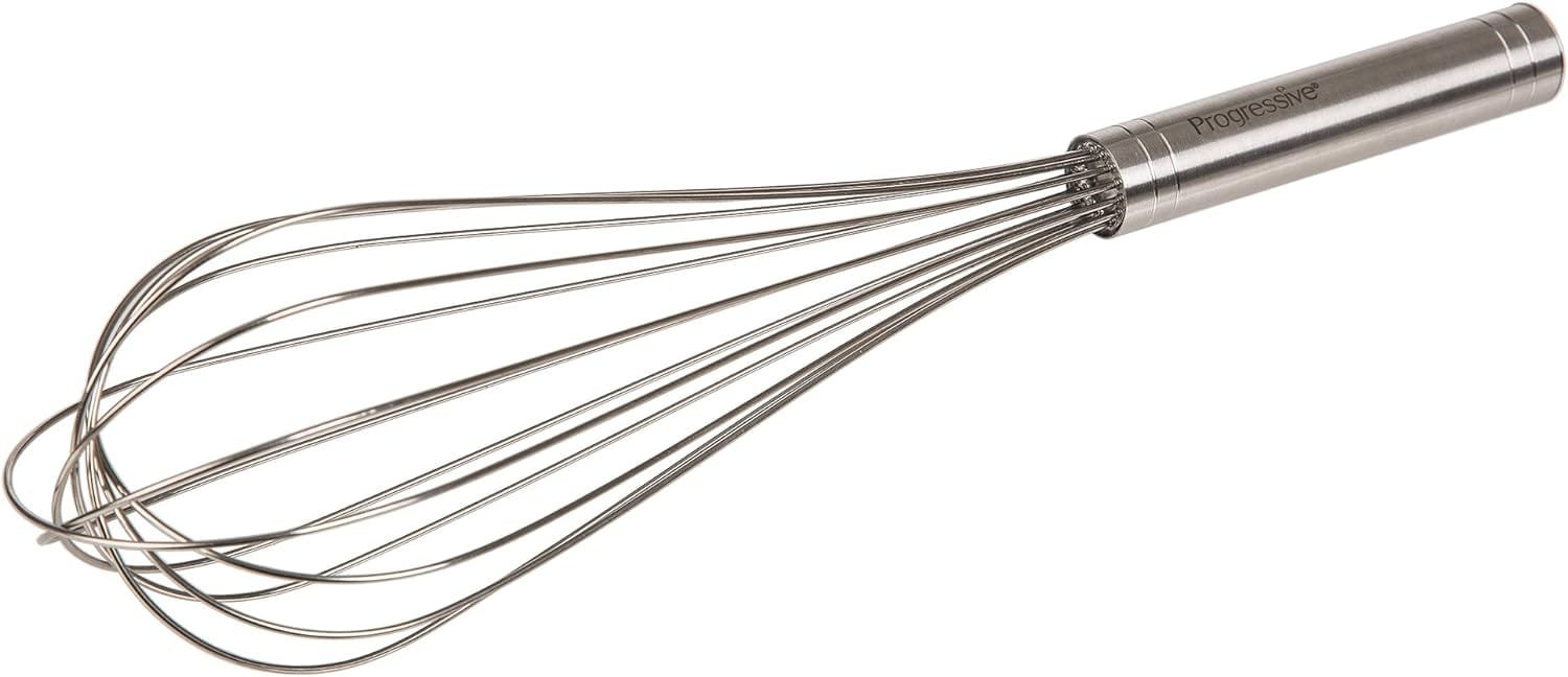 Prepworks by Progressive 10 Flat Whisk, Handheld Steel Wire Whisk Perfect for Whisking, Flat Roux Whisk, Gravy Stirring, BPA Free, Dishwasher Safe