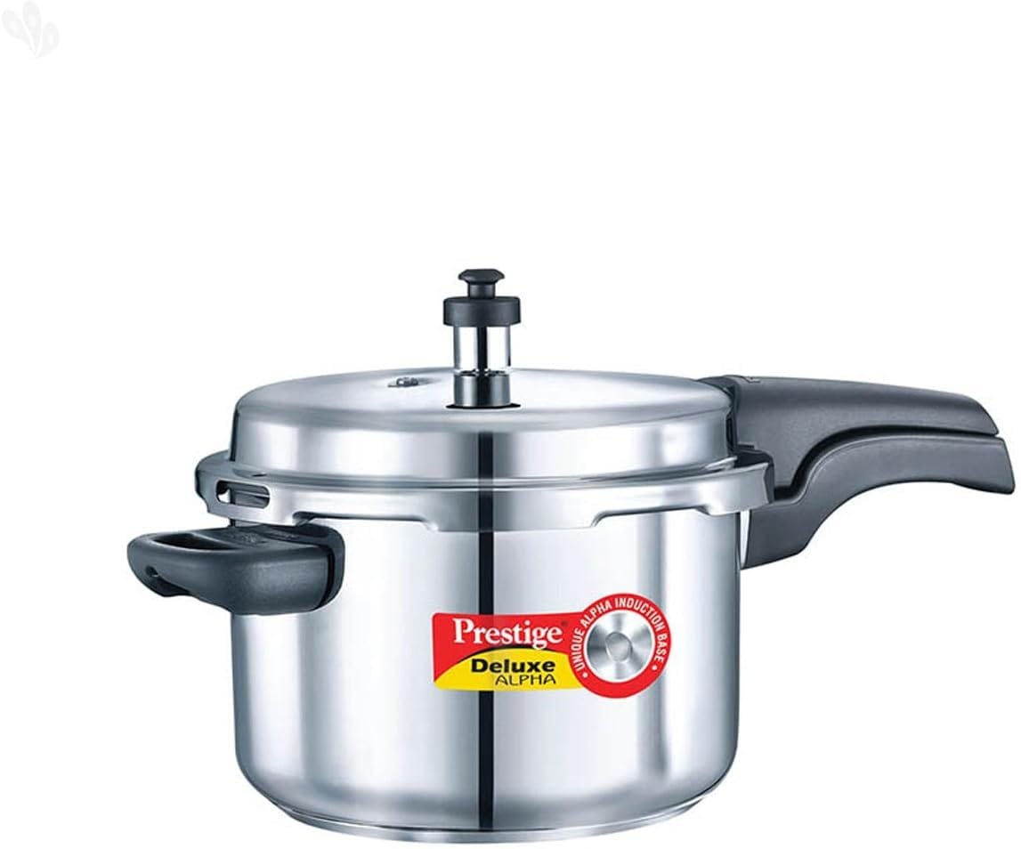 Prestige 4L Alpha Deluxe Induction Base Stainless Steel Pressure Cooker, 4.0-Liter , Silver